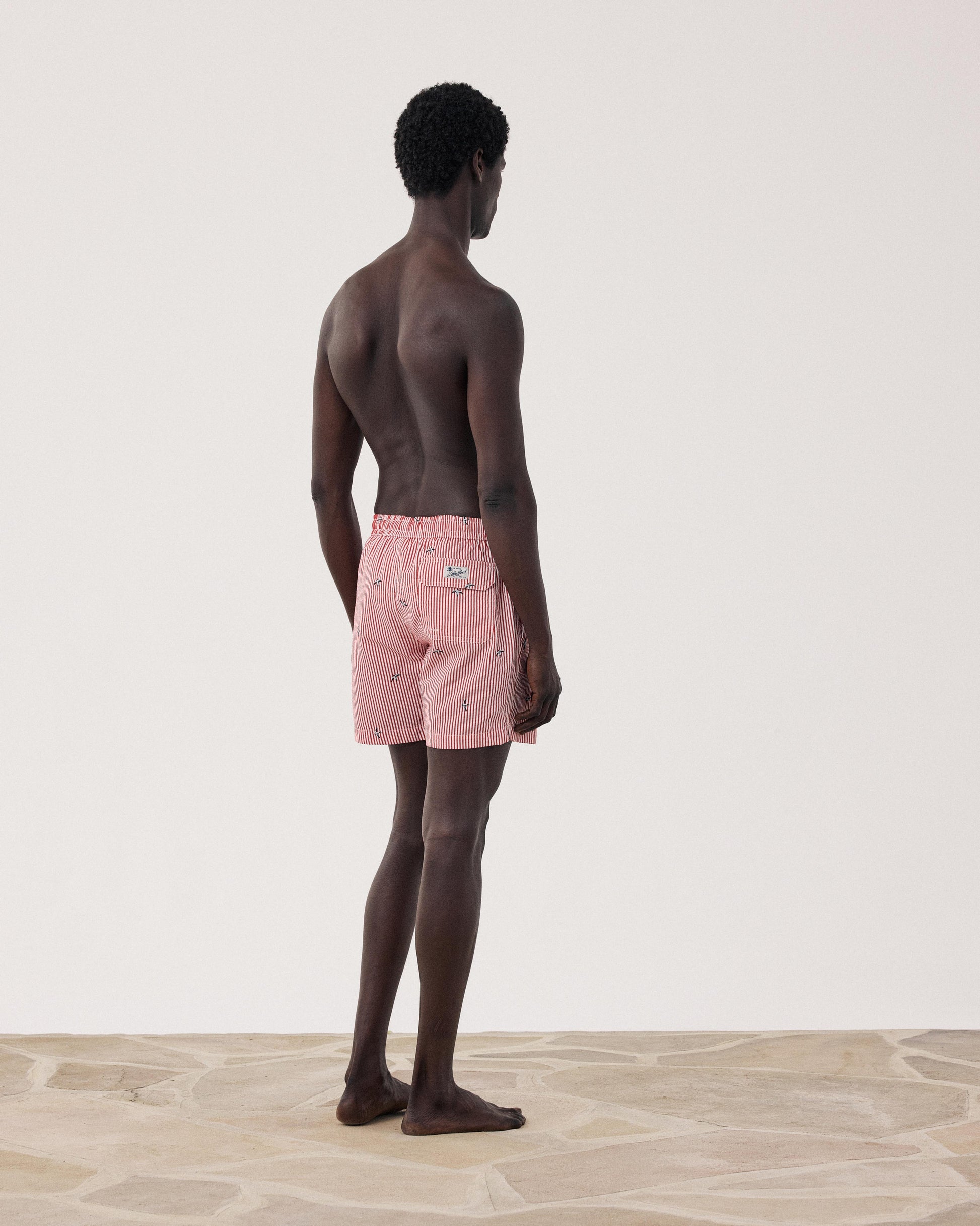 Men's Red Striped Swim Trunks BF30206-02