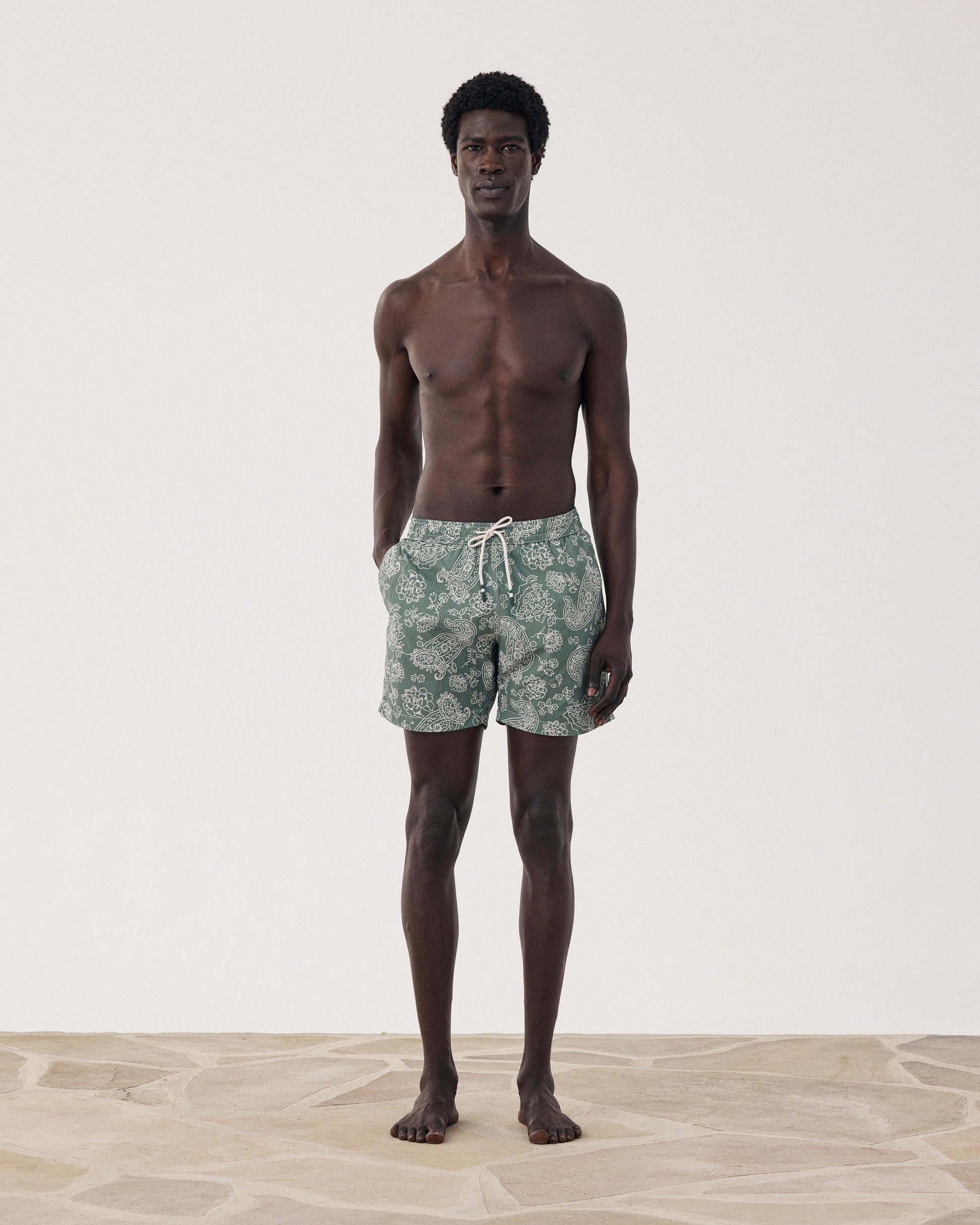 Maillot Homme Imprimé Paisley Vert Swim BF30216-03