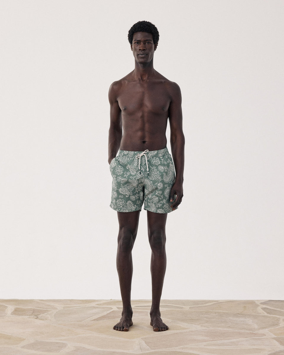 Herren-Badeanzug mit Paisleyprint, grün Swim - Image principale