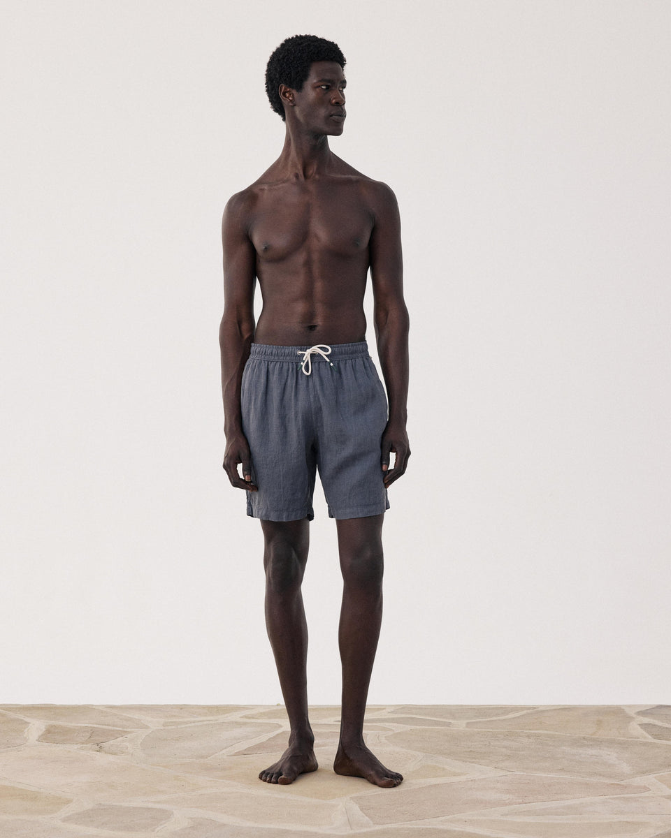Long Men's Carbon Linen Swim trunks - Image principale