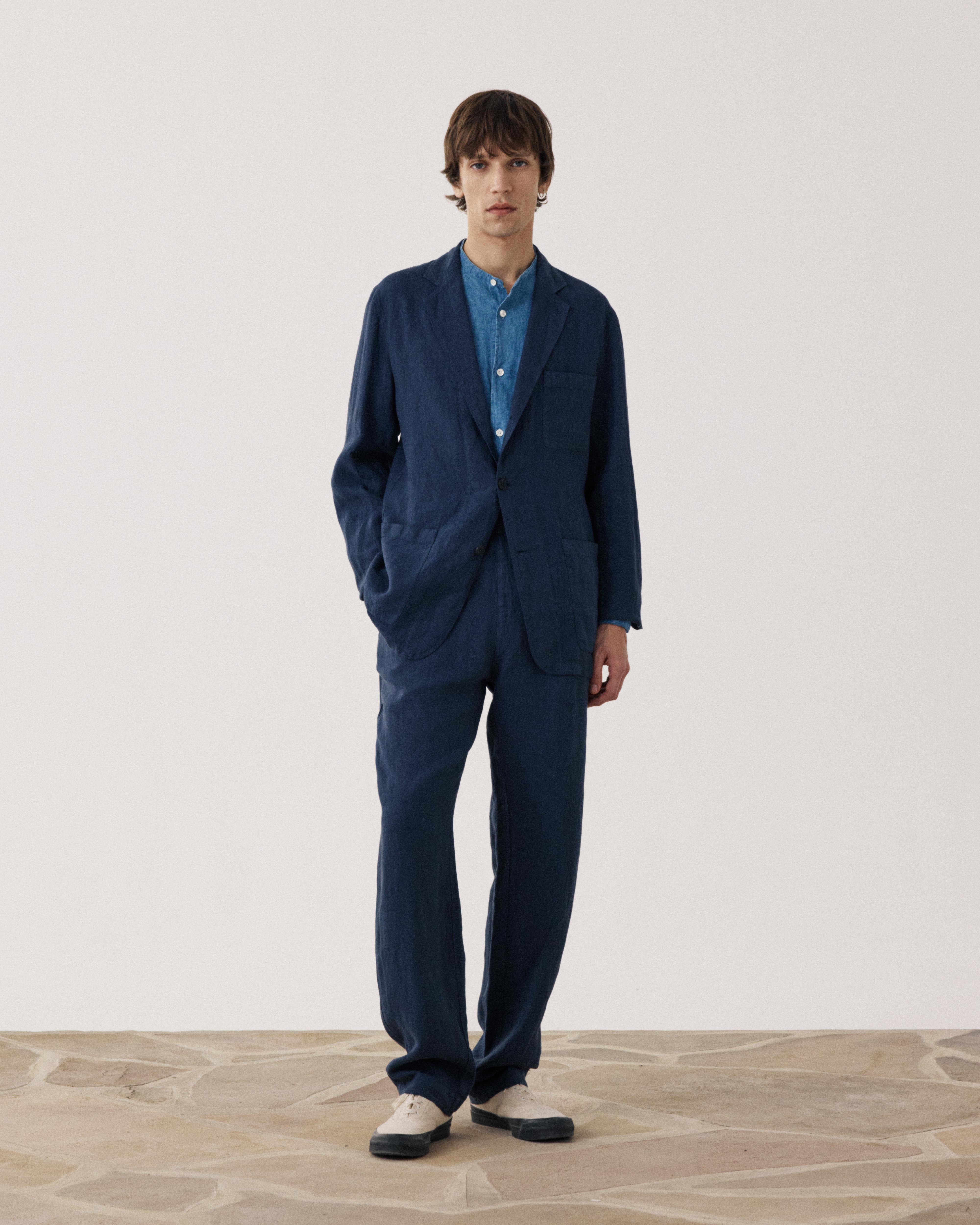 Jobby Men's Navy Blue Linen Jacket BF42101-59 - Men's Jacket