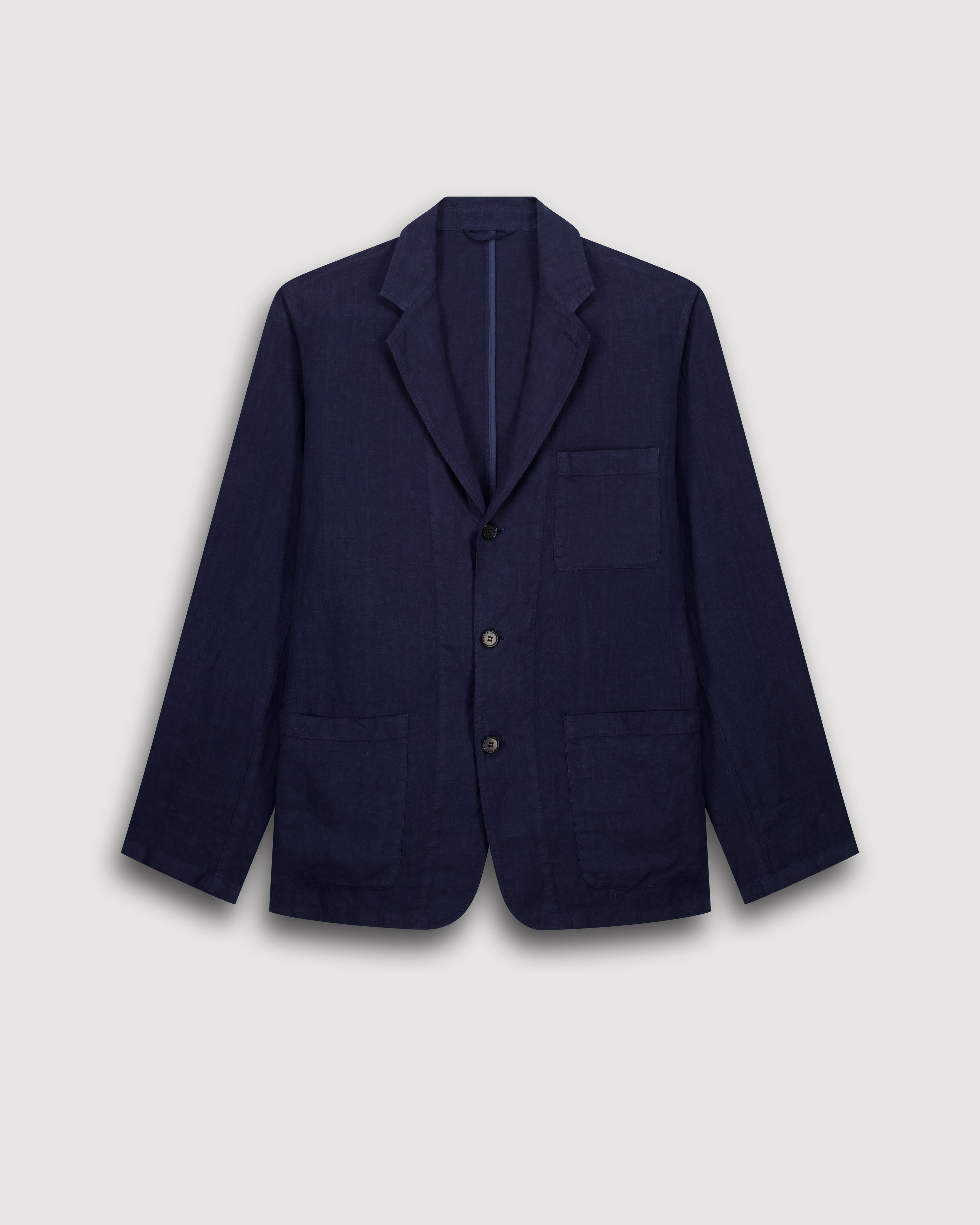 Jobby Men's Navy Blue Linen Jacket BF42101-59 - Men's Jacket