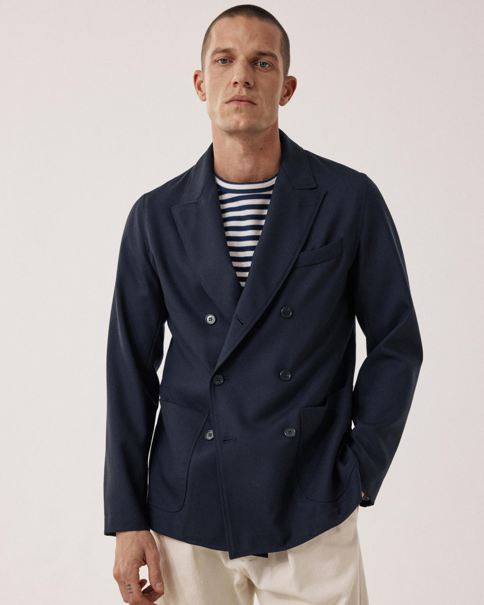 Jarod Men's Navy Blue Wool Jacket - Image principale