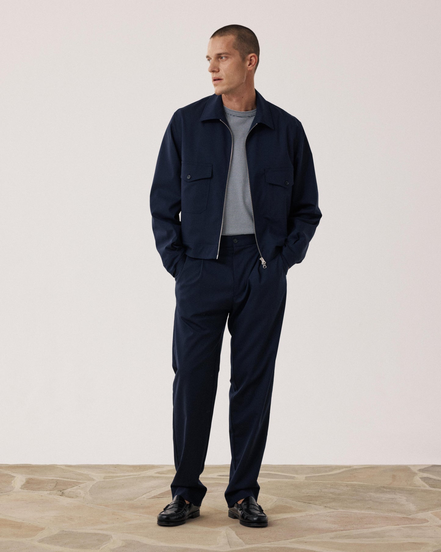 Men's Navy Blue Wool & Cotton Jacket Dickson BF46120-01