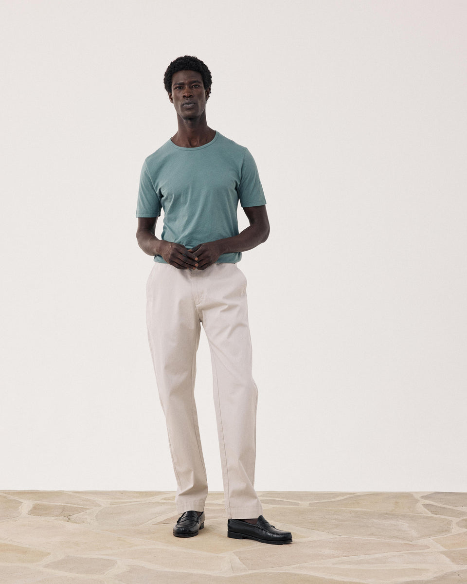 Pantalones Hombre en Piqué De Algodón Beige Taylor - Image principale