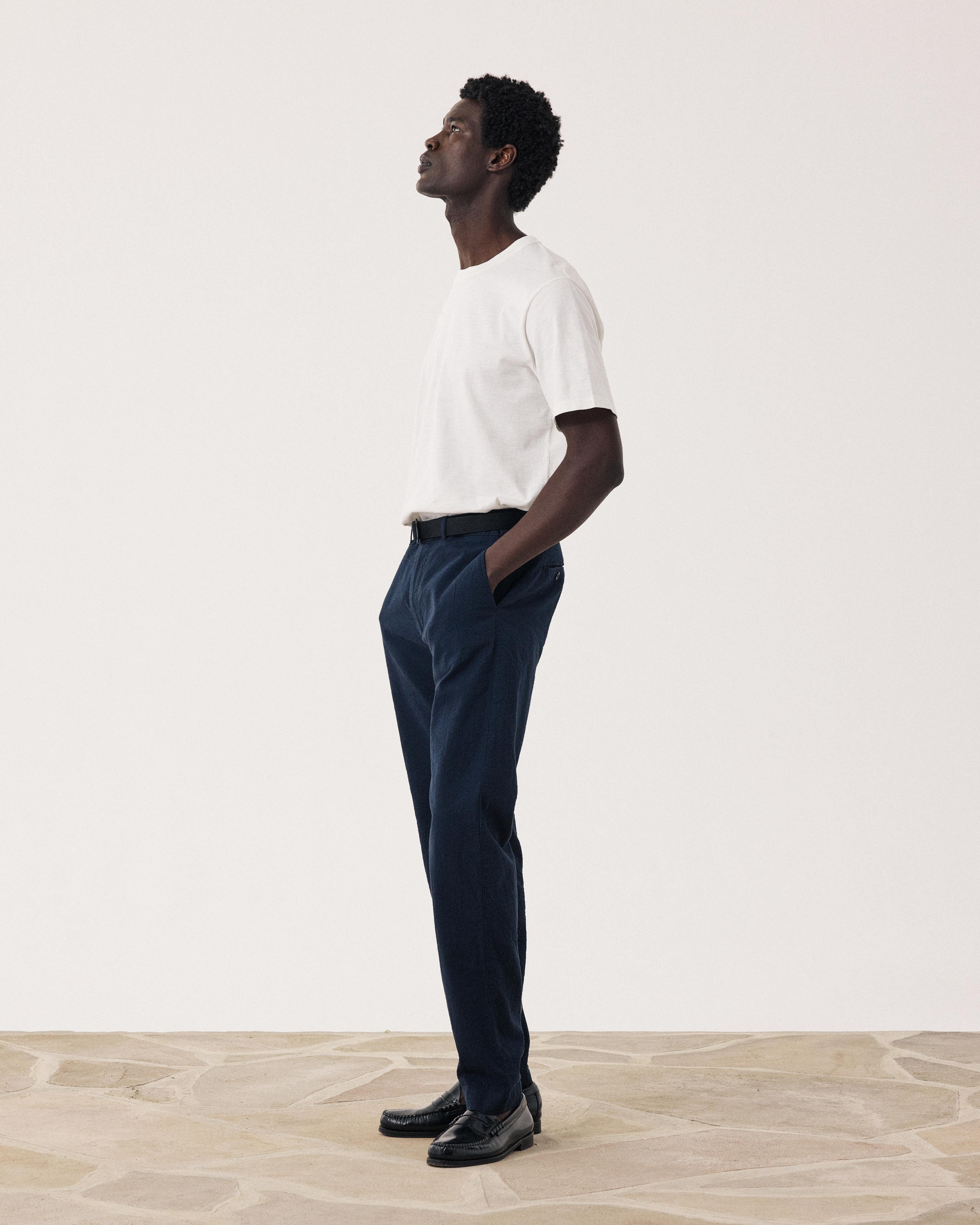 Taylor Men's Navy Blue Seersucker 'Canete' Pants BF51113-01