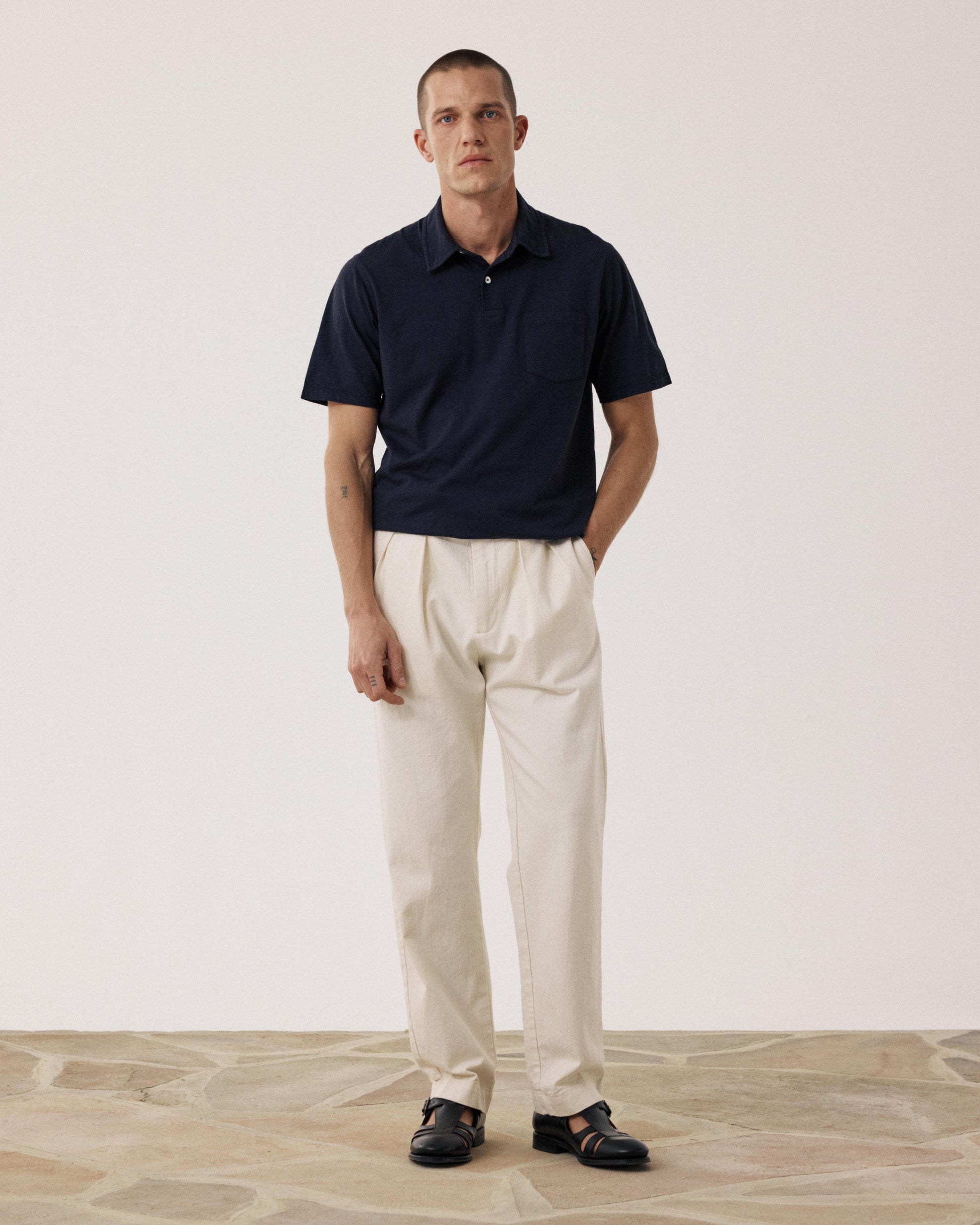 Herenbroek van ecru Visgraat Katoen met Trunk BF53110-01