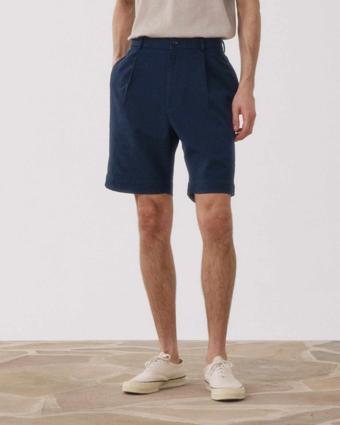 Short Homme en Seersucker Bleu Marine Task