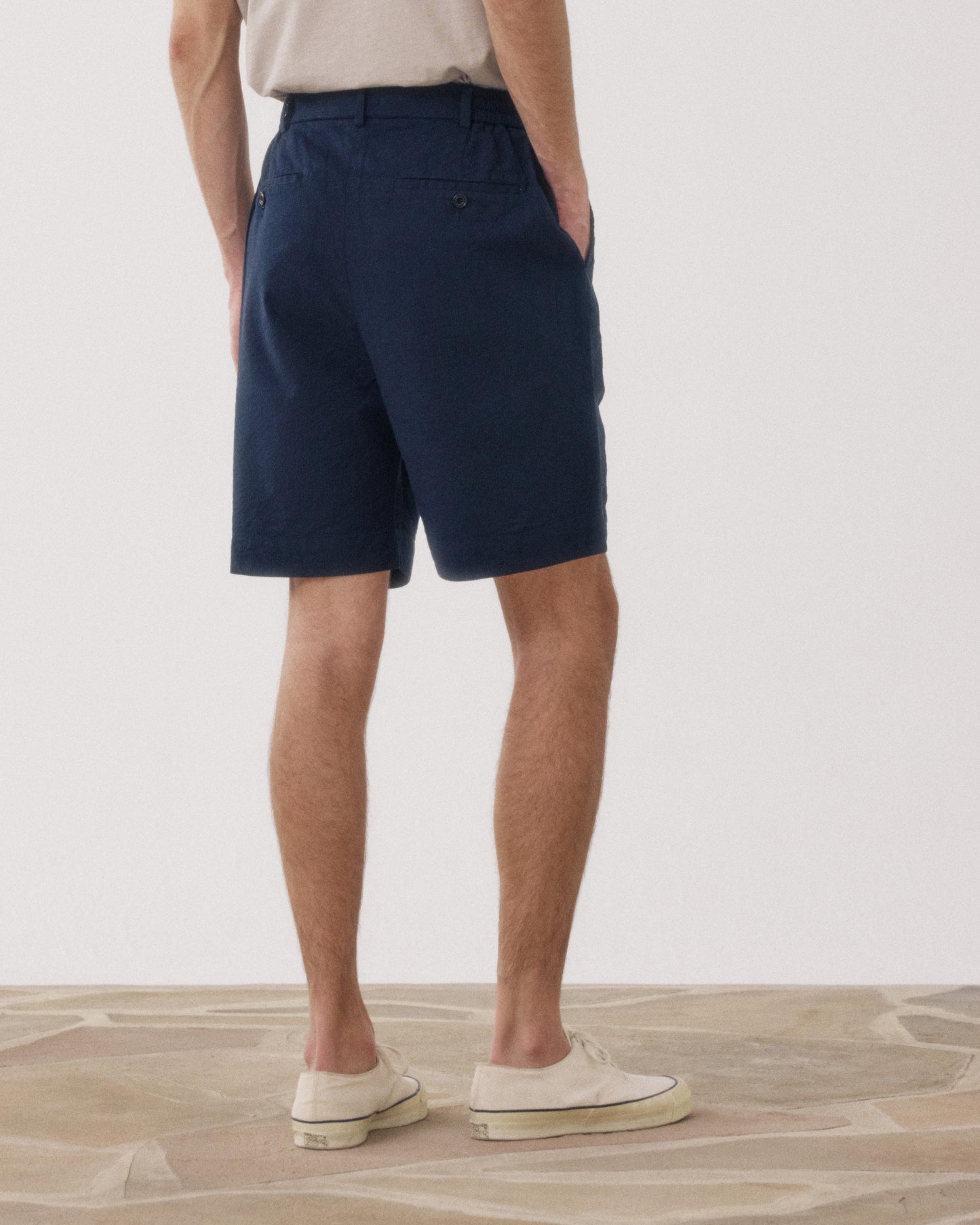 Short Homme en Seersucker Bleu Marine Task