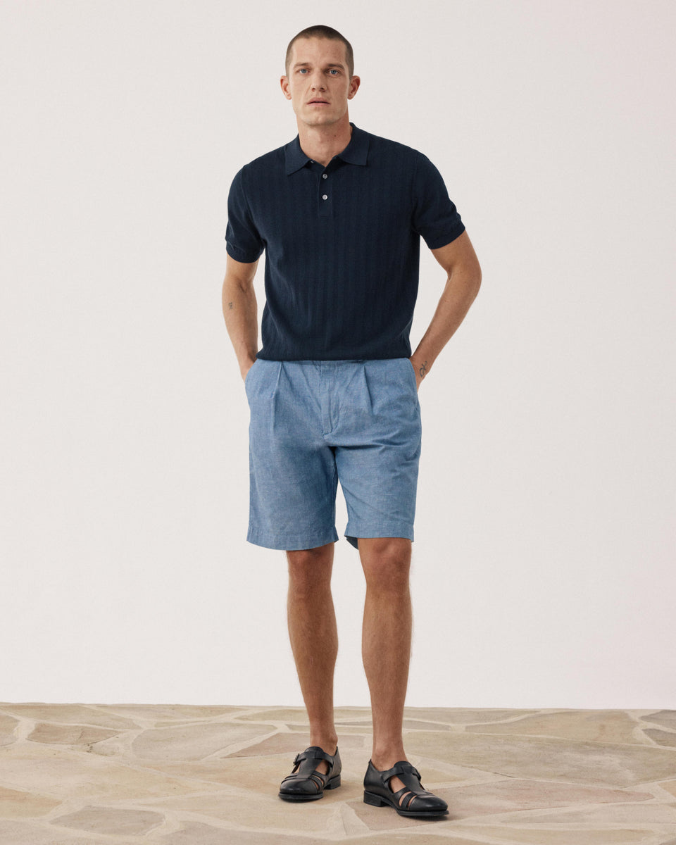 Herren-Shorts aus Leinen- und Baumwoll-Chambray Task - Image principale