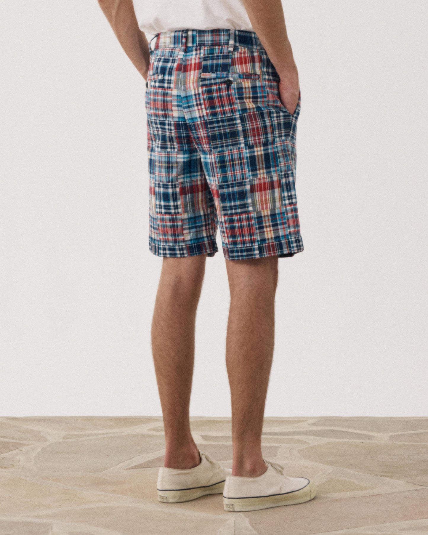 Pantaloncini brevi da uomo in Cotone A Quadri blu e rosso Patchwork Task BF54119-01