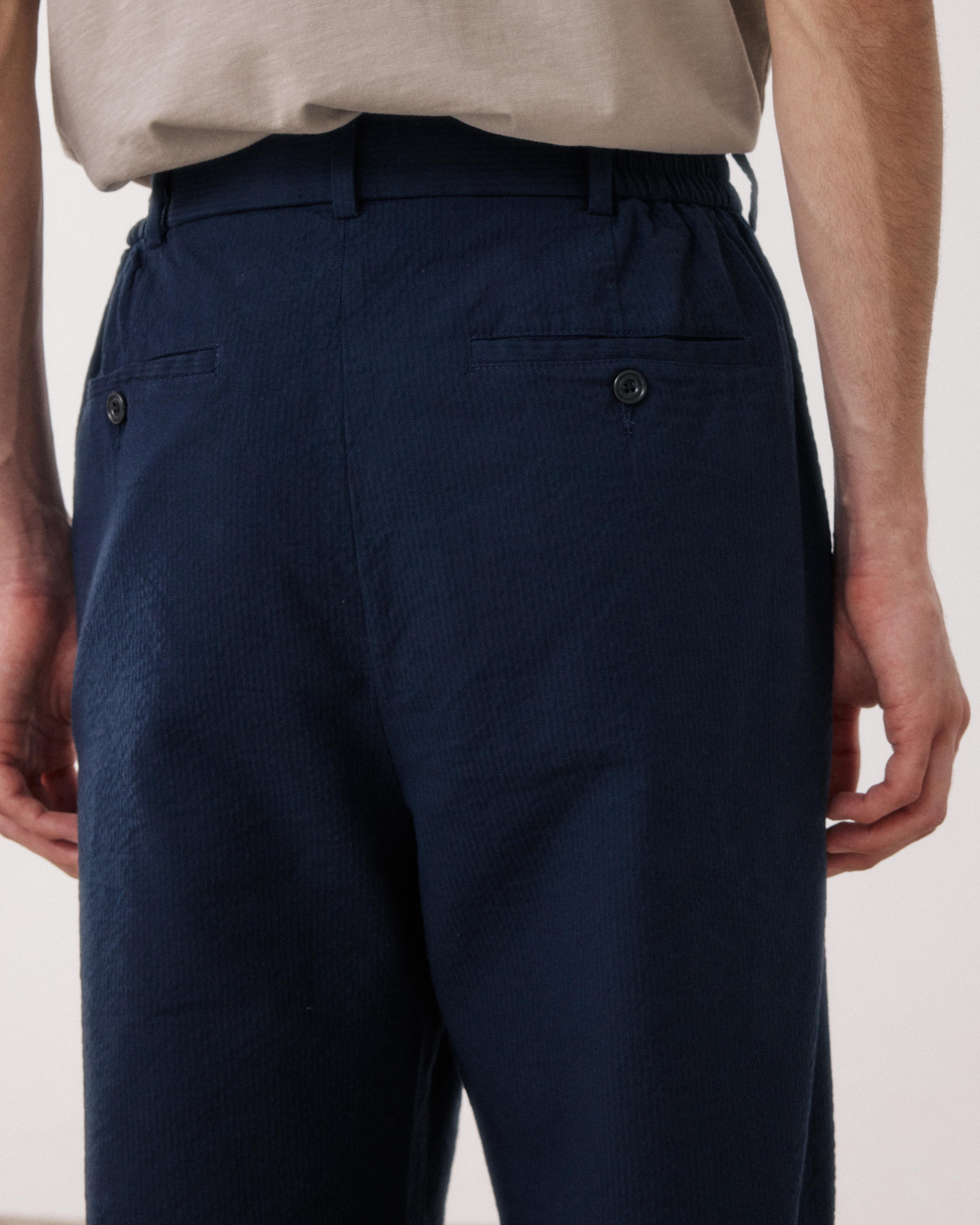 Task Men's Navy Blue Seersucker 'Canete' Pants BF55113-01 - Men's