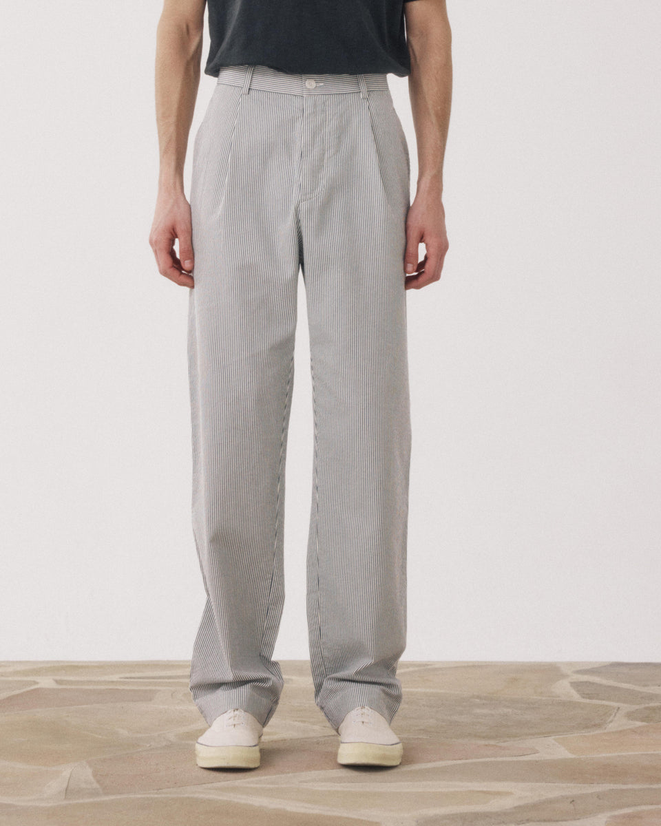 Task Men's Navy & Ecru Seersucker Pants - Image alternative