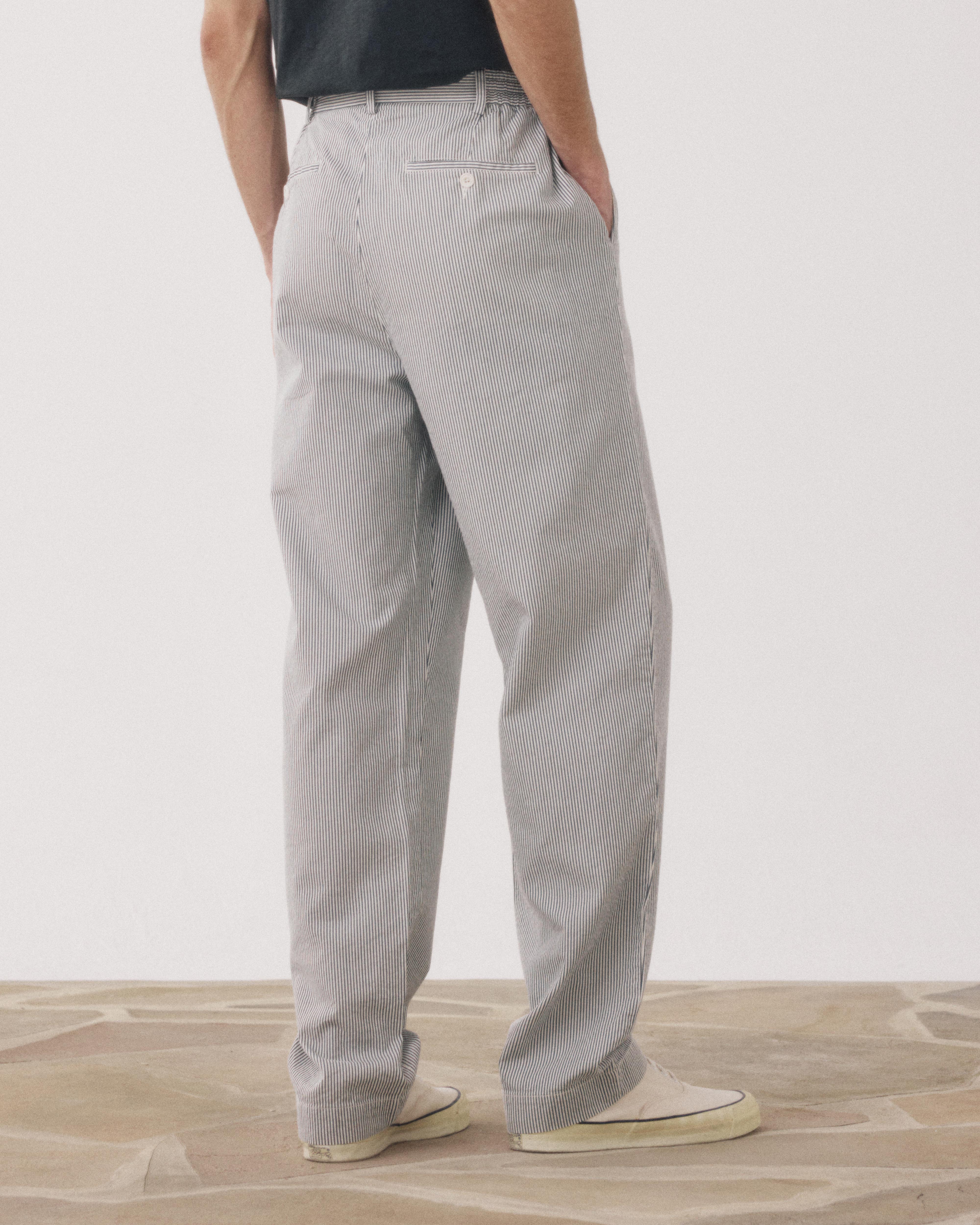Task Men's Navy & Off-White Seersucker 'Canete' Pants BF55113-02