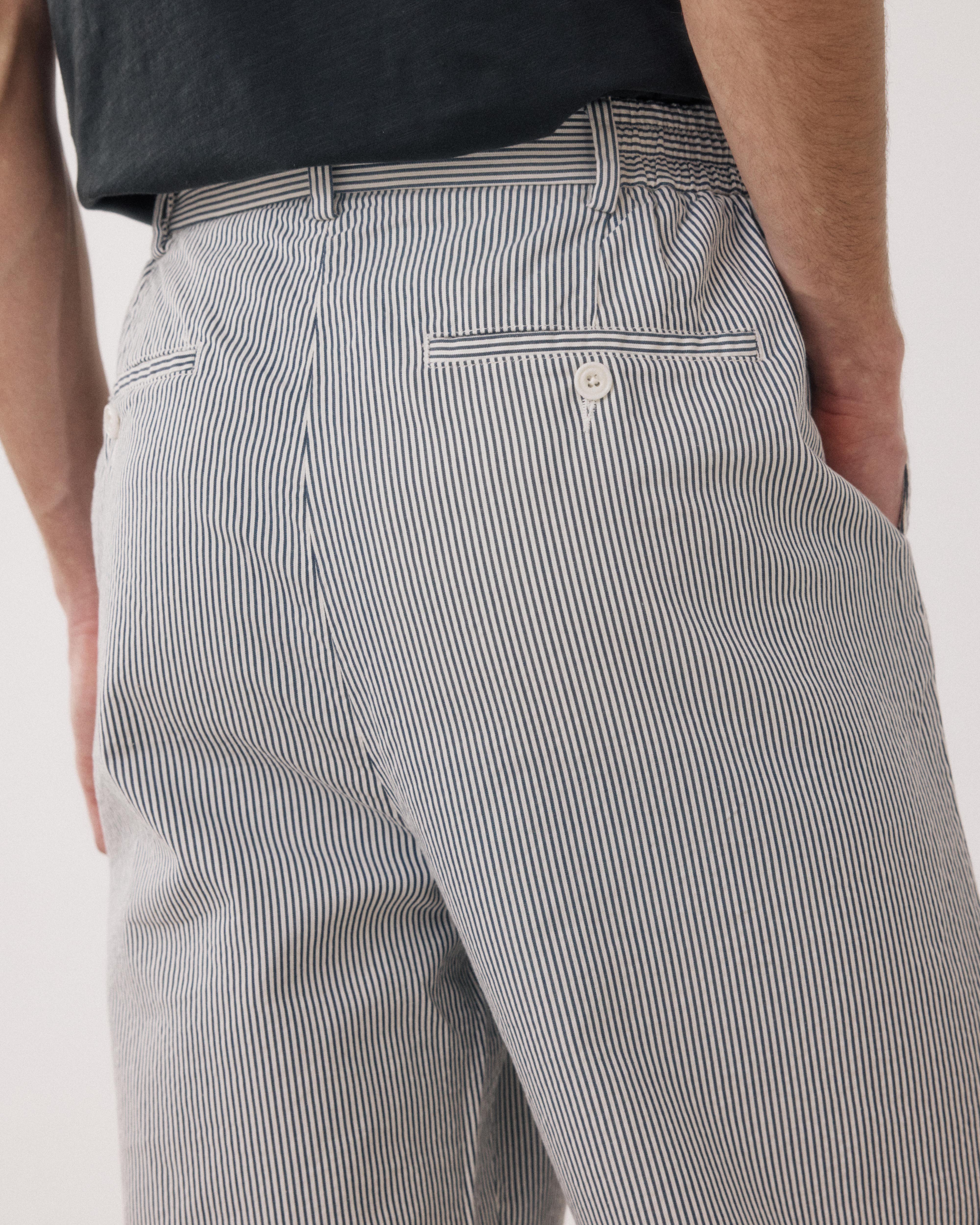 Task Men's Navy & Off-White Seersucker 'Canete' Pants BF55113-02