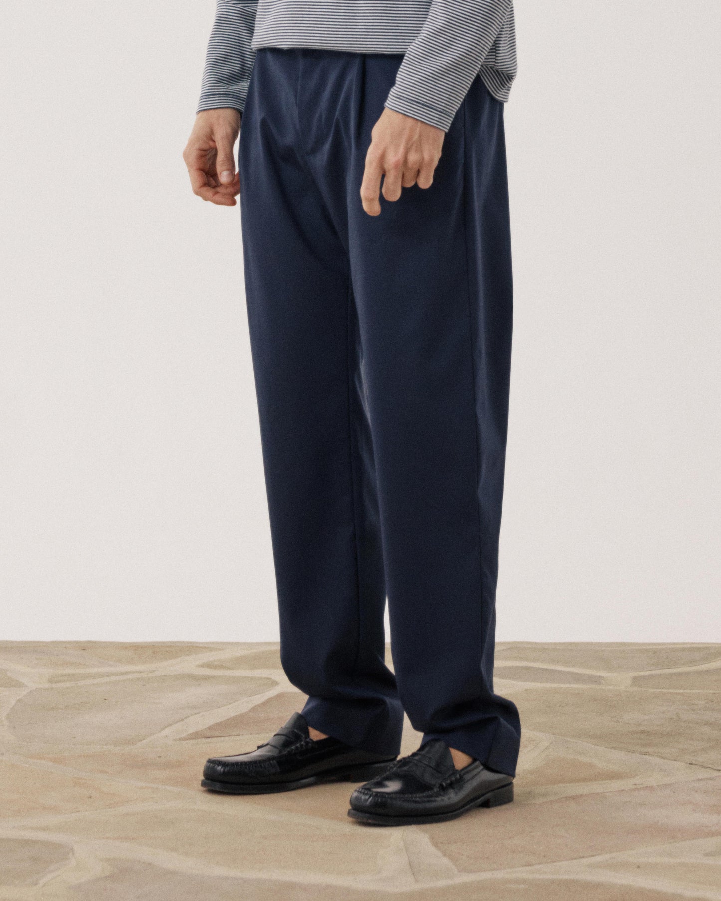 Men's Navy Blue Wool & Cotton Pants Task BF55120-01