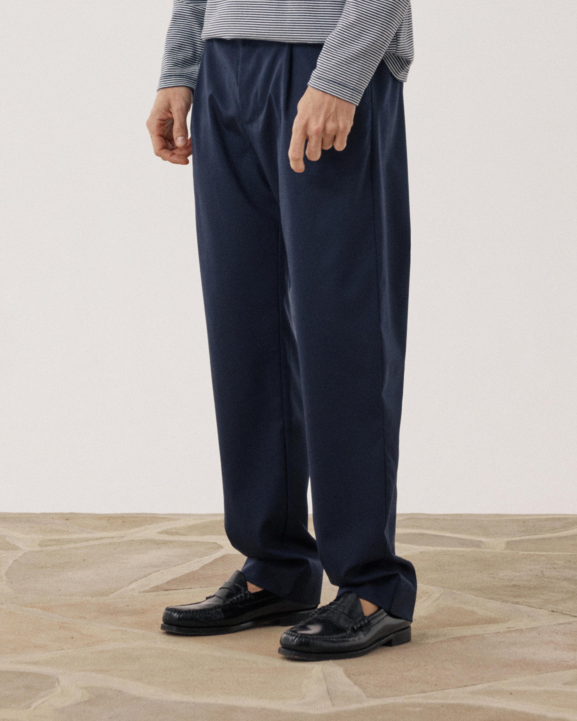 Men's Navy Blue Wool & Cotton Pants Task BF55120-01