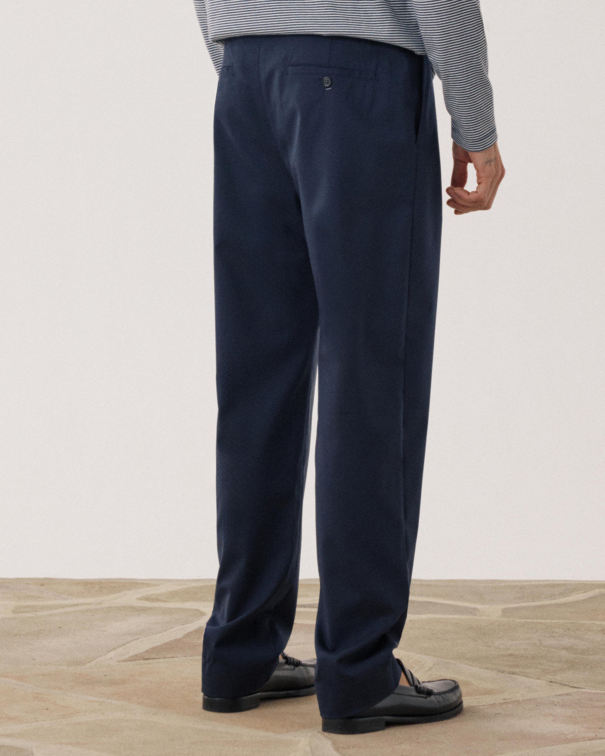 Men's Navy Blue Wool & Cotton Pants Task BF55120-01