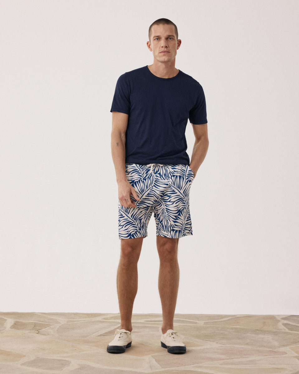 Joggy Men's Blue Tropical Print Cotton Short - Image alternative