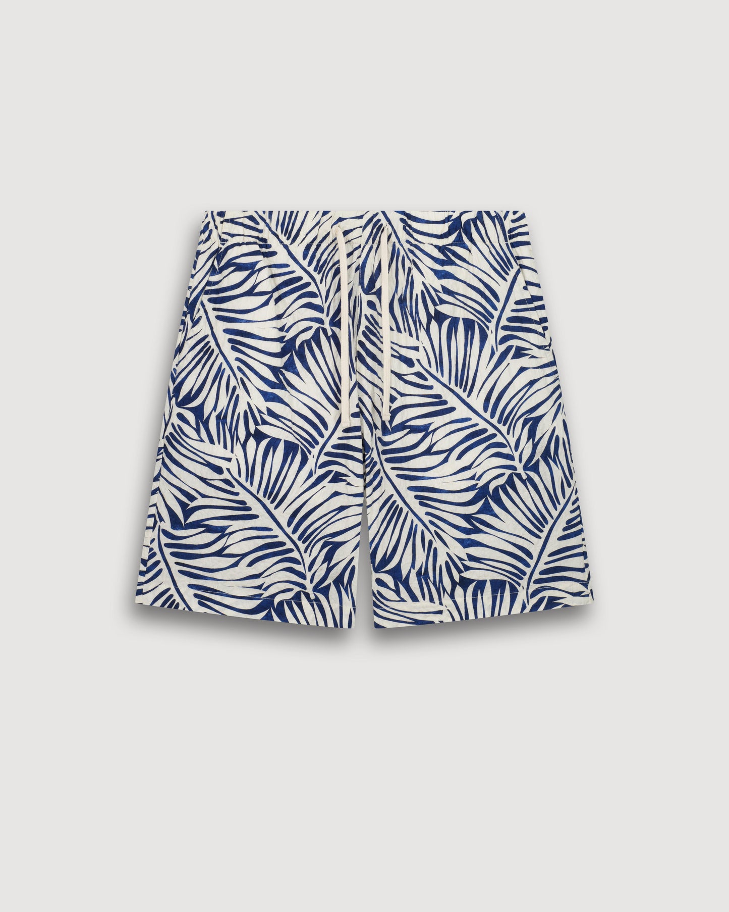 Short Homme en Coton Imprimé Tropical Bleu Joggy BF58108-01