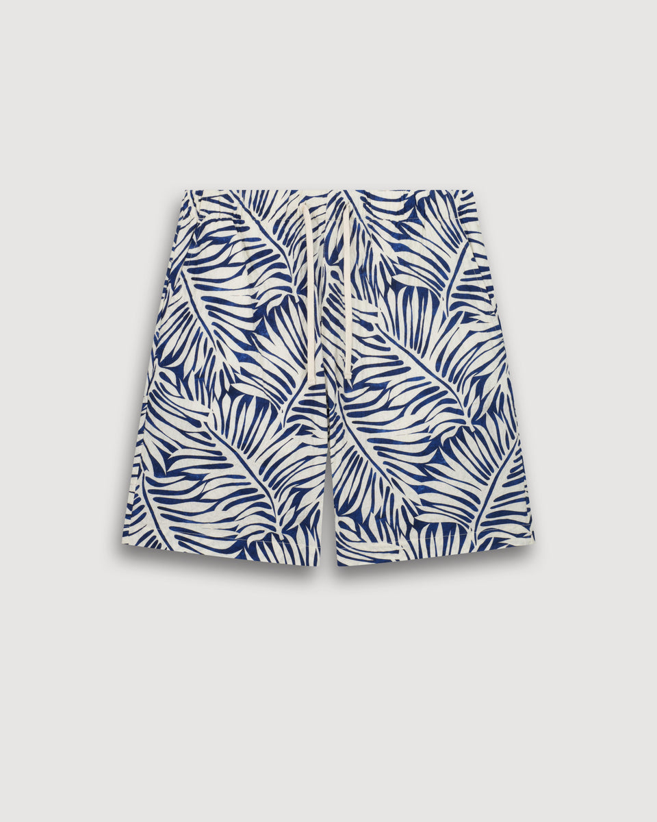 Short de algodón estampado tropical azul para hombre Joggy - Image 3