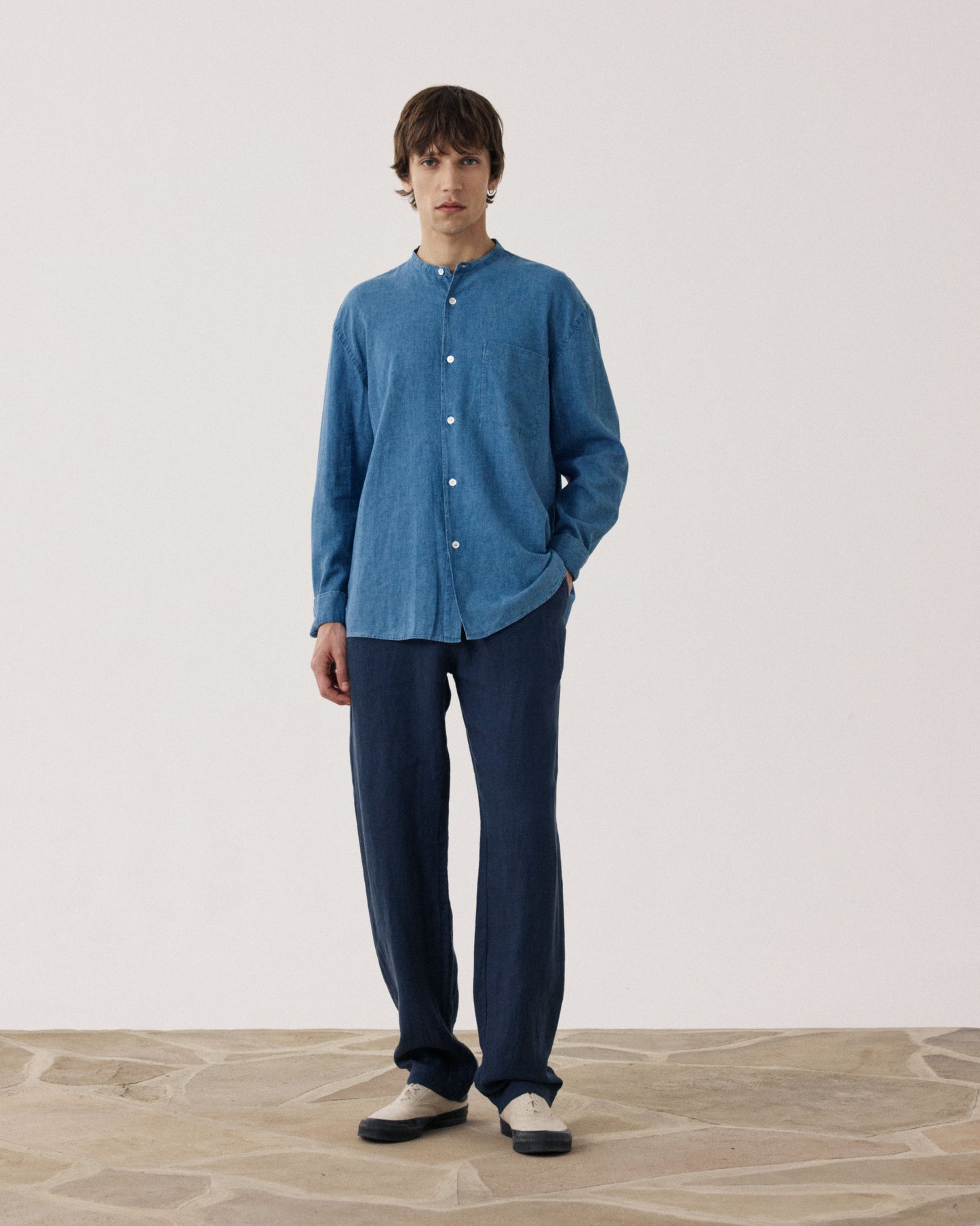 Pantalon Homme en Lin Bleu Marine Joggy BF59100-59