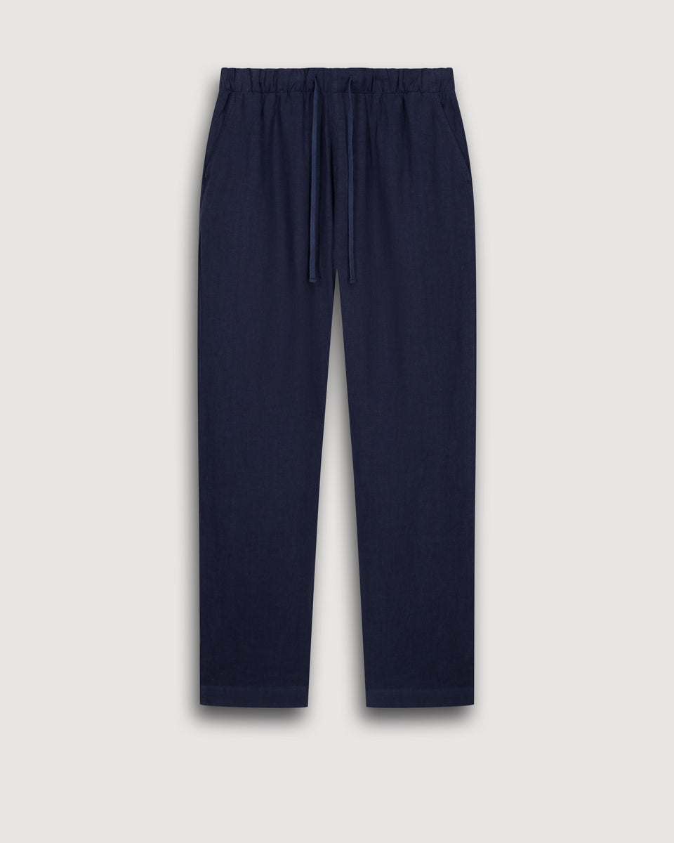 Pantalon Homme en Lin Bleu Marine Joggy - Image 3