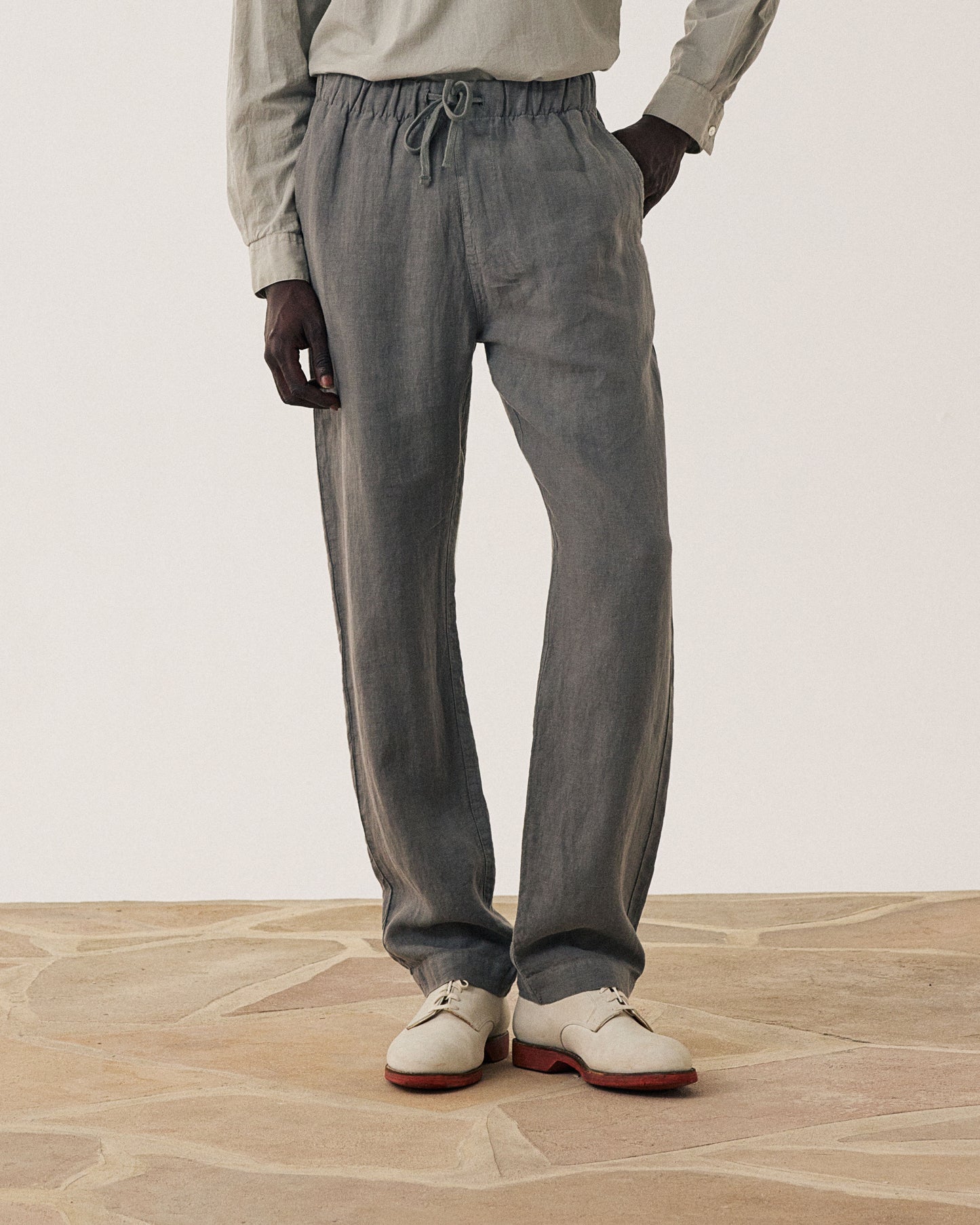 Pantalon Homme en Lin Vert Militaire Joggy BF59100-70