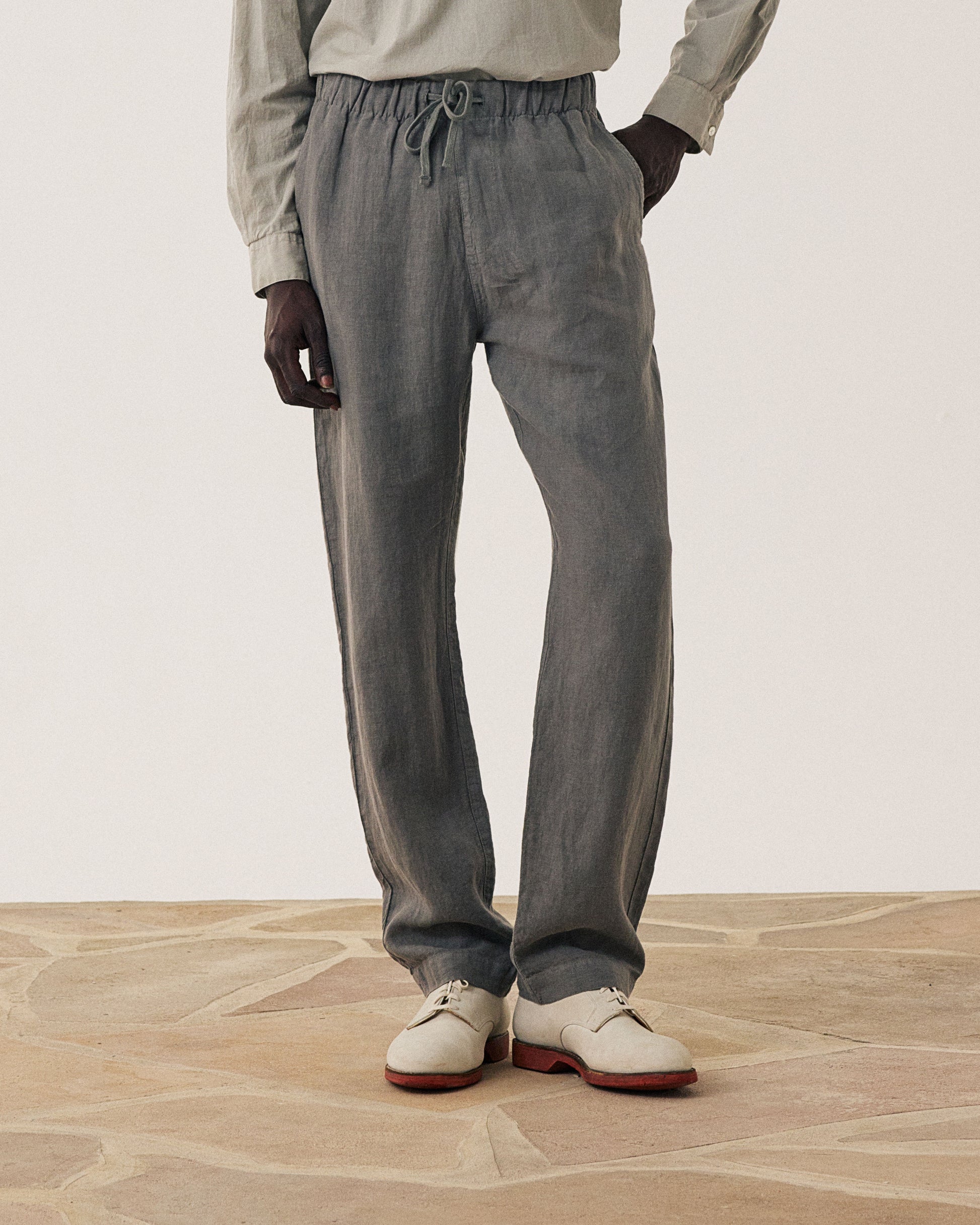 Pantalon Homme en Lin Vert Militaire Joggy BF59100-70