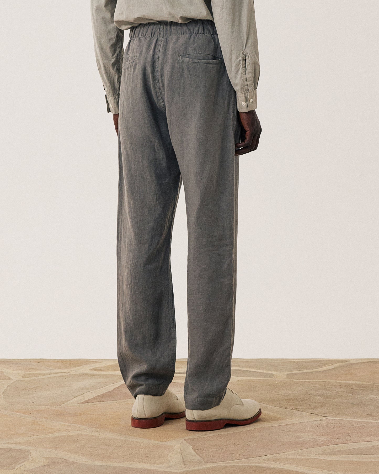 Pantalon Homme en Lin Vert Militaire Joggy BF59100-70