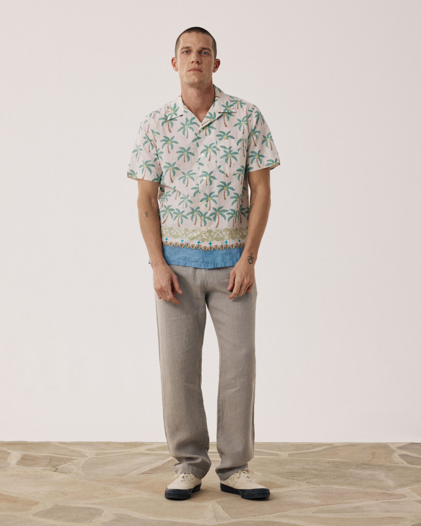 Pantalon Homme en Lin Vert Sauge Joggy BF59100-71