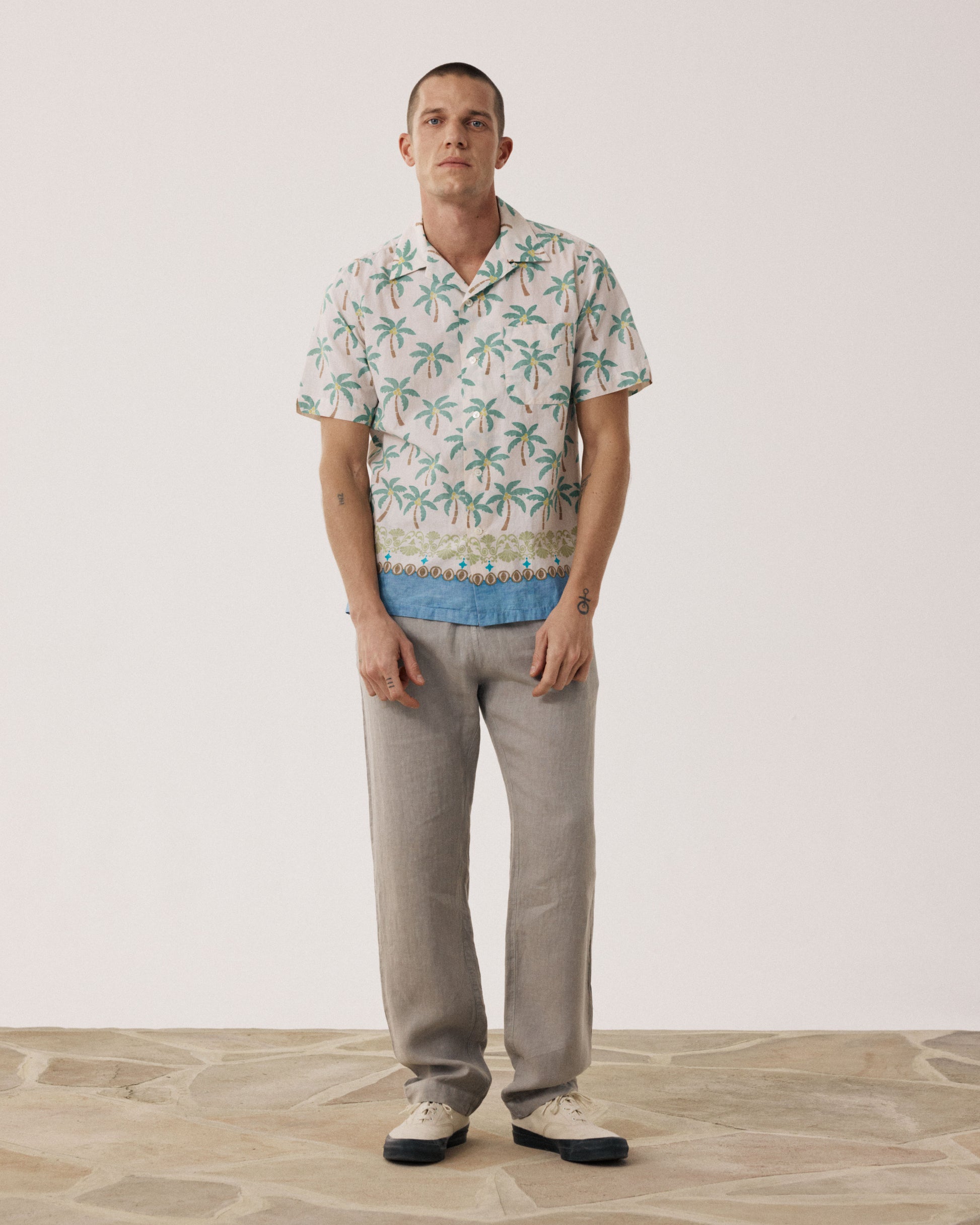 Pantalon Homme en Lin Vert Sauge Joggy BF59100-71