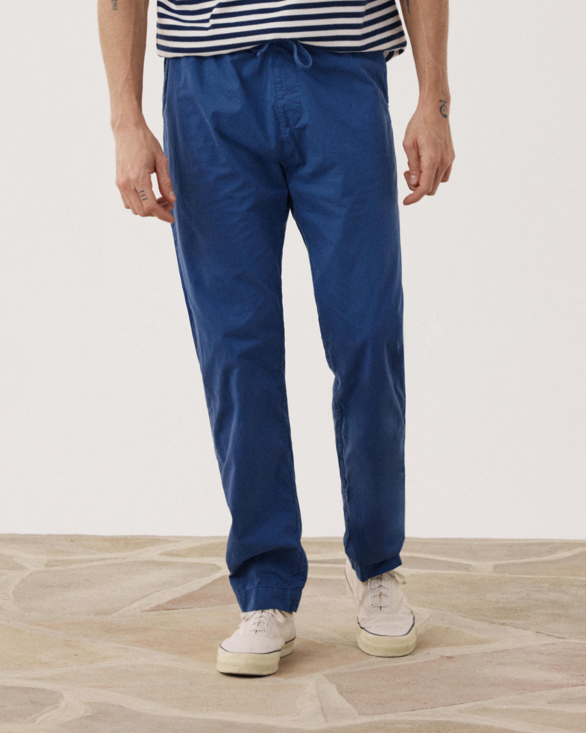 Men's Lightweight Indigo Blue Cotton Joggy Pants BF59103-60