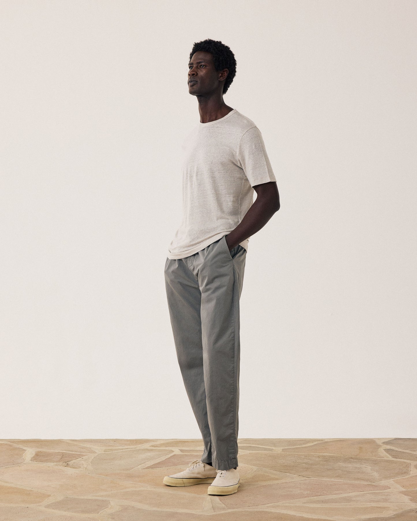 Pantalon Homme en Cotton Léger Vert Militaire Joggy BF59103-70