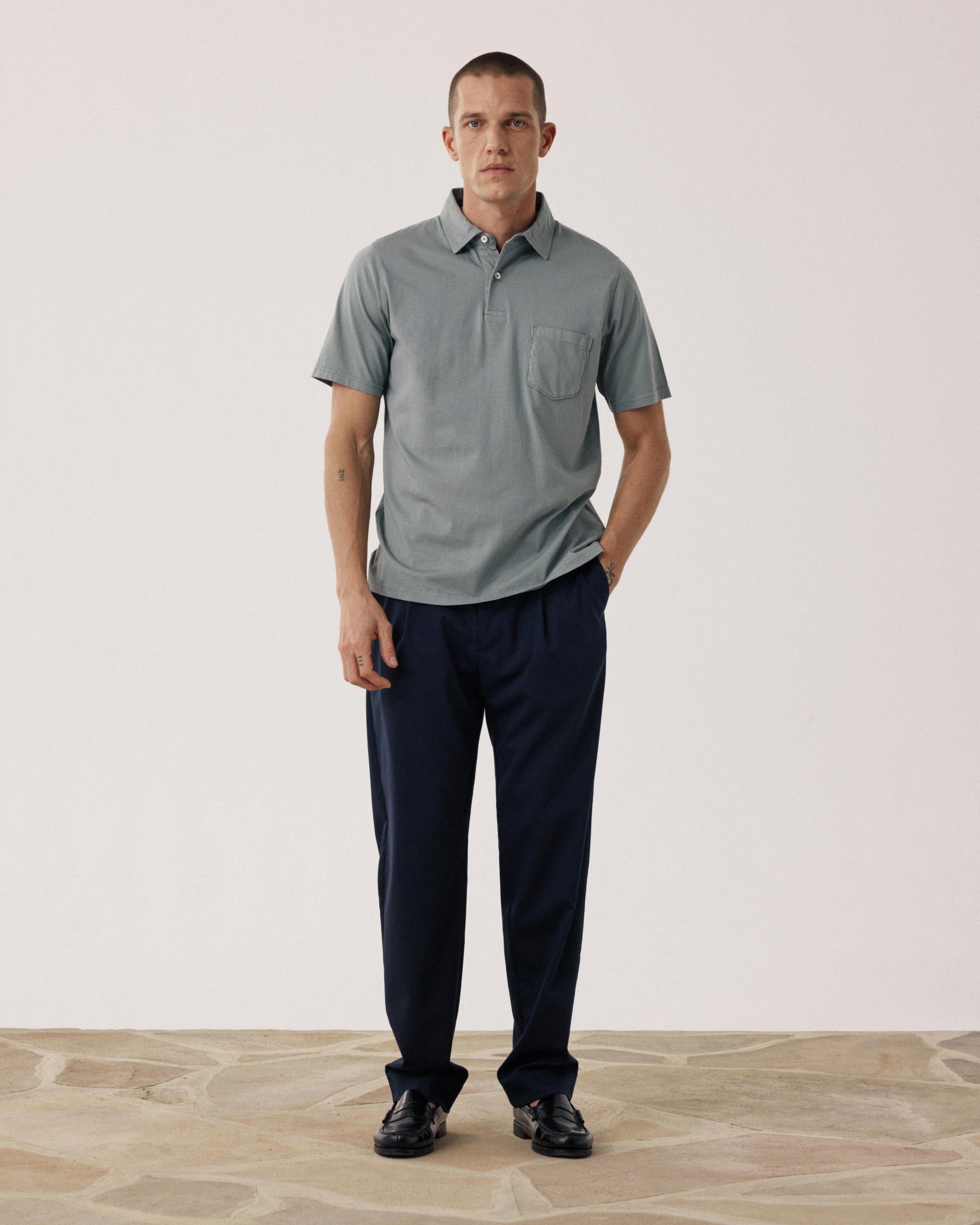 Polo para hombre de Jersey de algodón verde militar BF60300-04