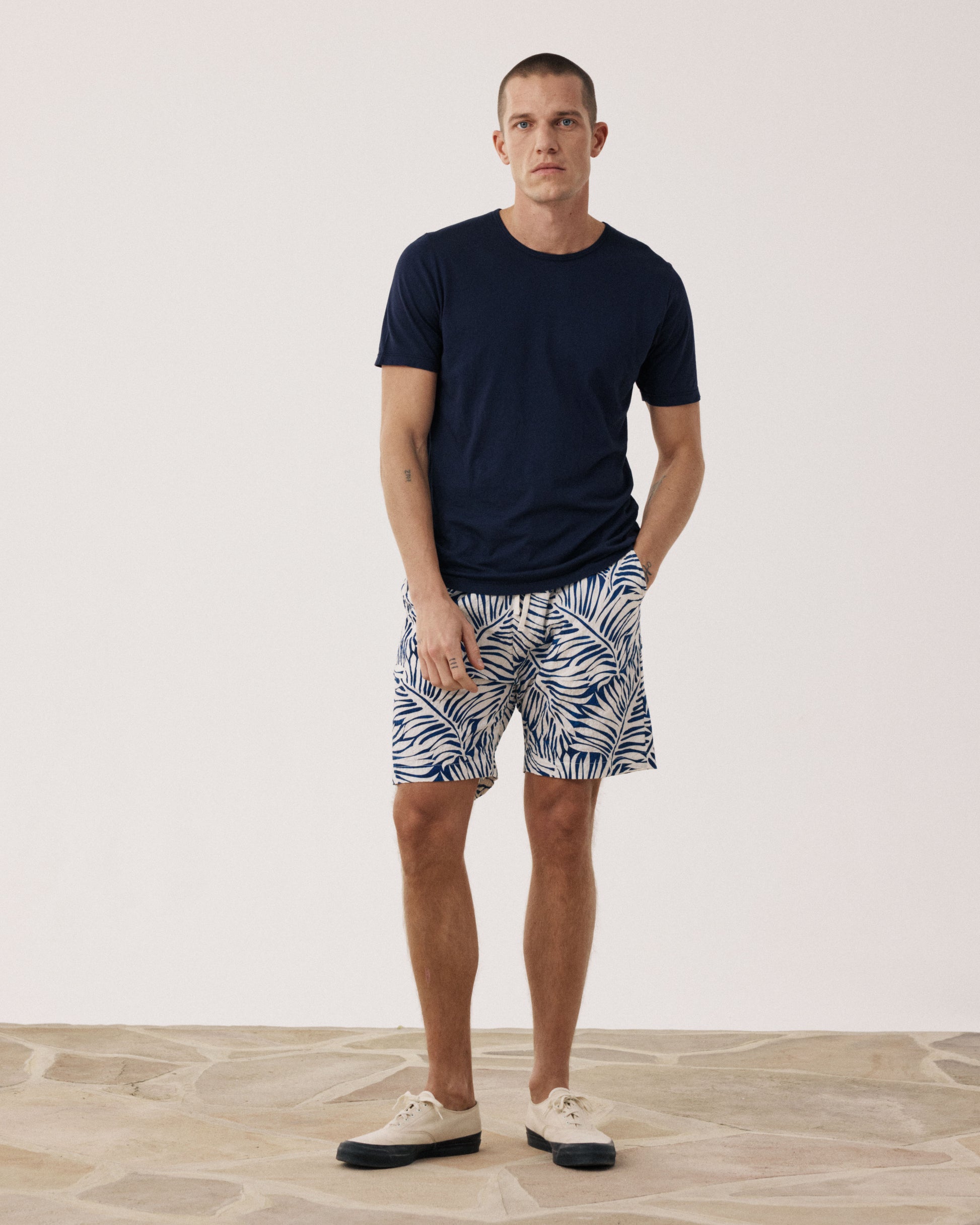 T-shirt Homme en Jersey de Coton Léger Bleu Nuit Light Crew BF65301-03