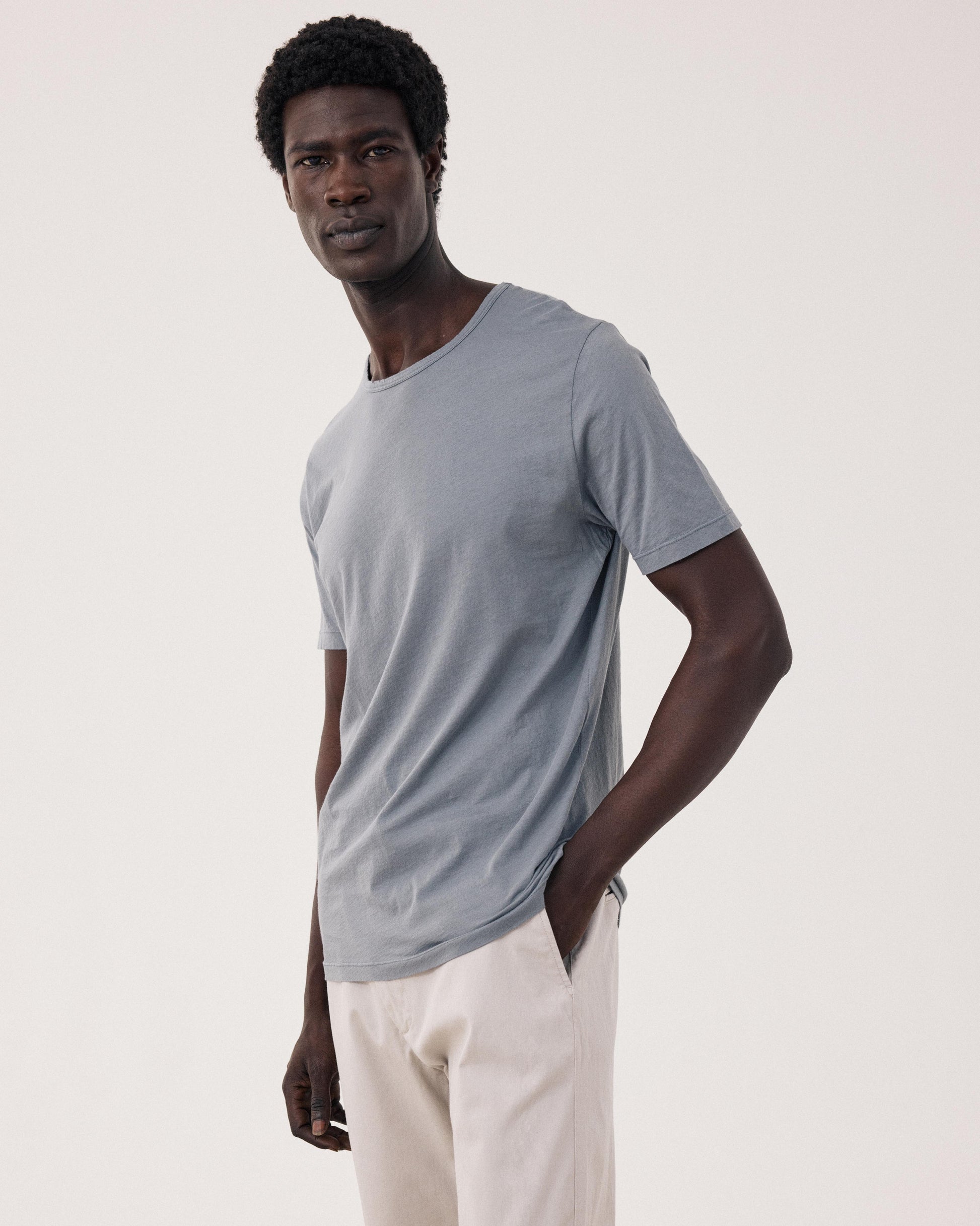 Men's Lightweight Gray Cotton Jersey T-Shirt Light Crew BF65301-04