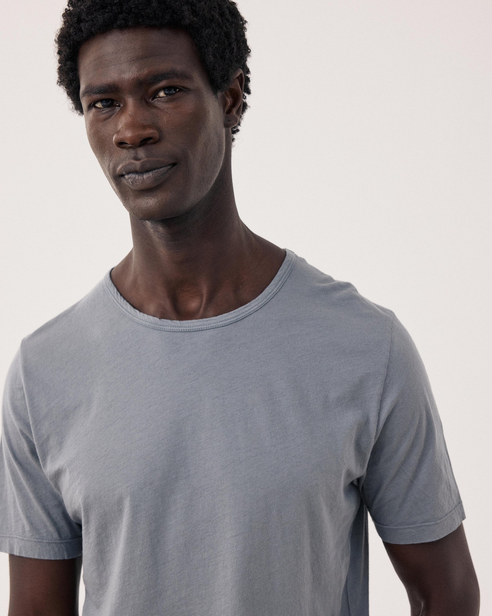 Men's Lightweight Gray Cotton Jersey T-Shirt Light Crew BF65301-04