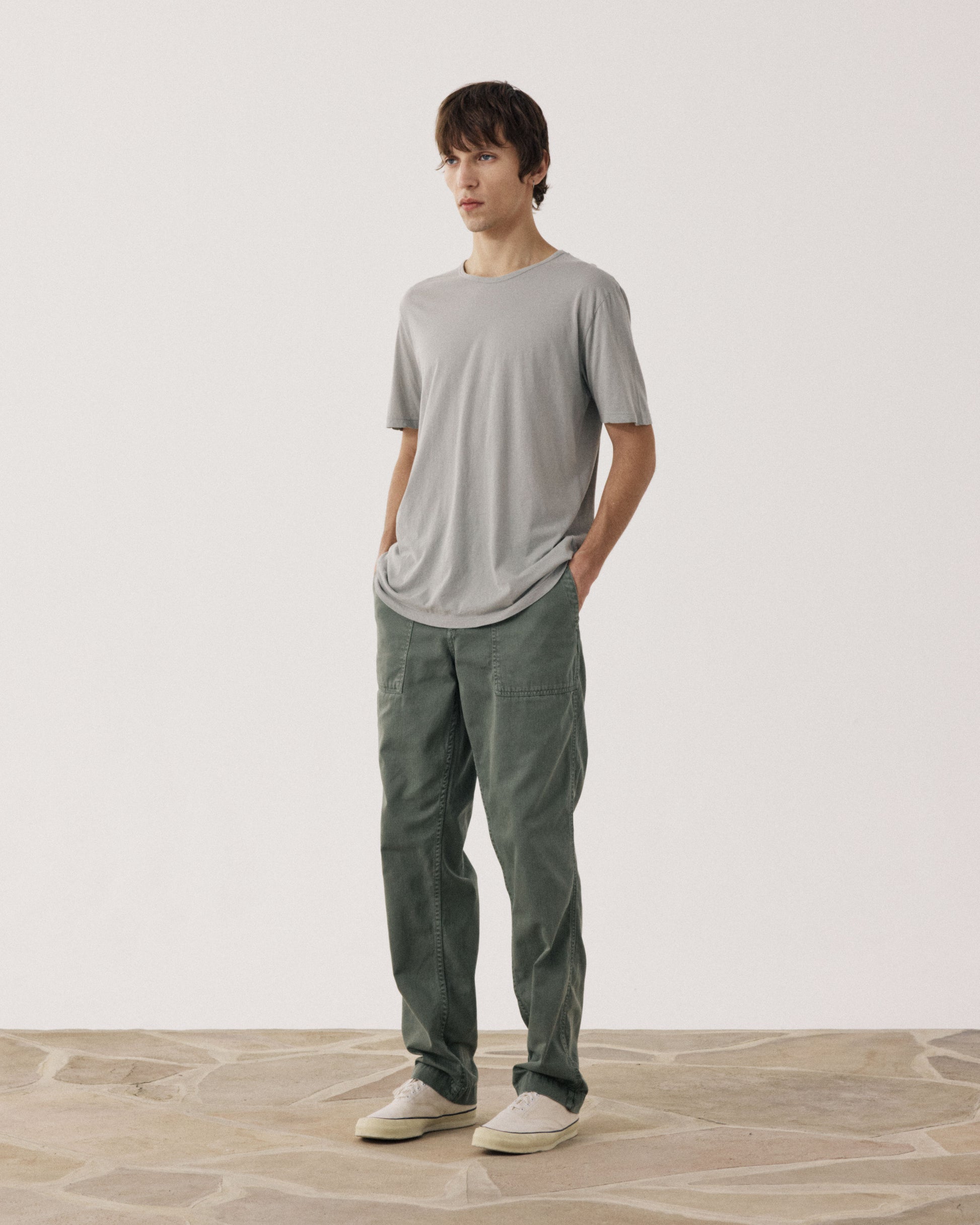 T-shirt Homme en Jersey de Coton Léger Vert Sauge Light Crew BF65301-08