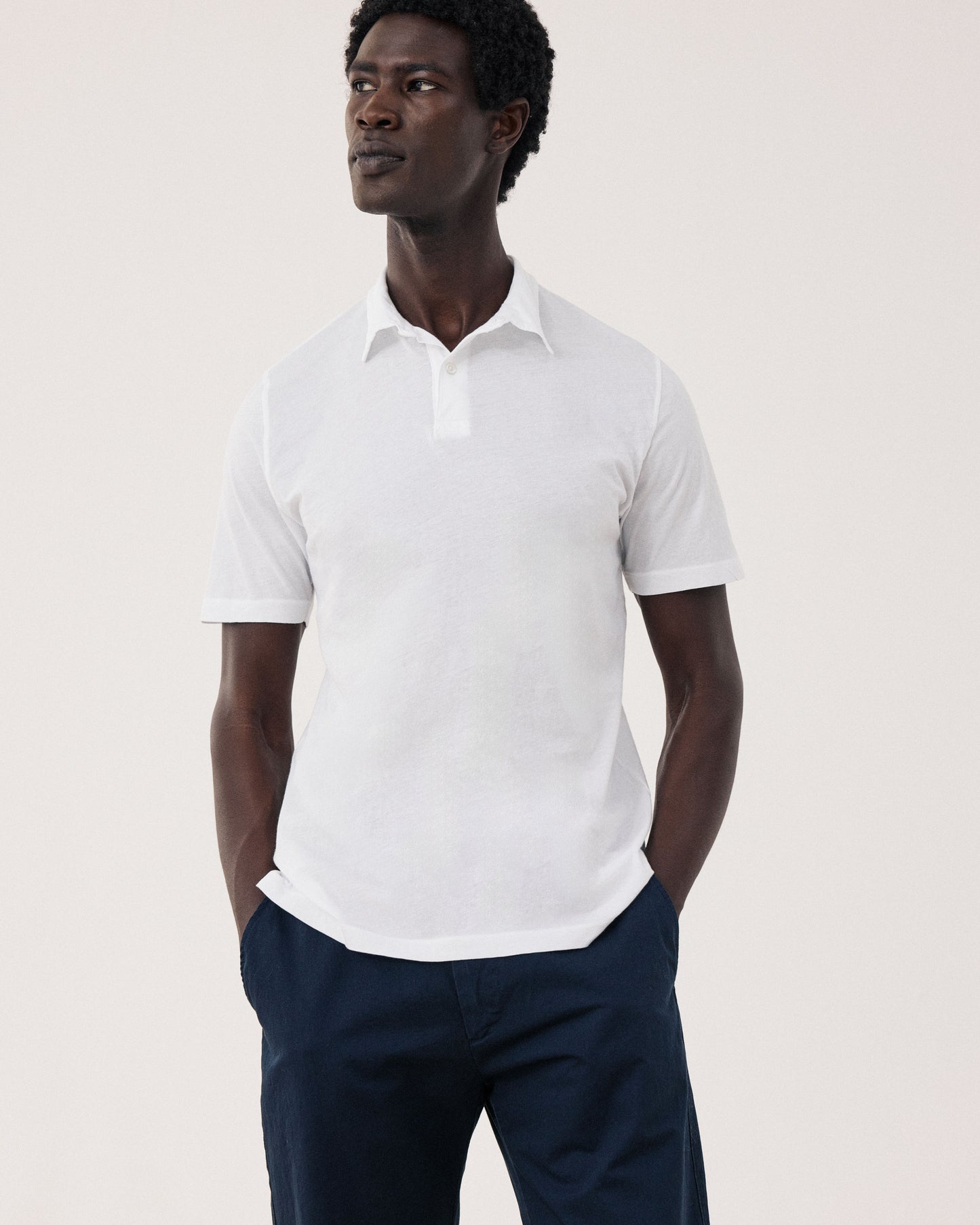 Polo Homme en Jersey de Coton Léger Blanc Light Polo BF66301-01