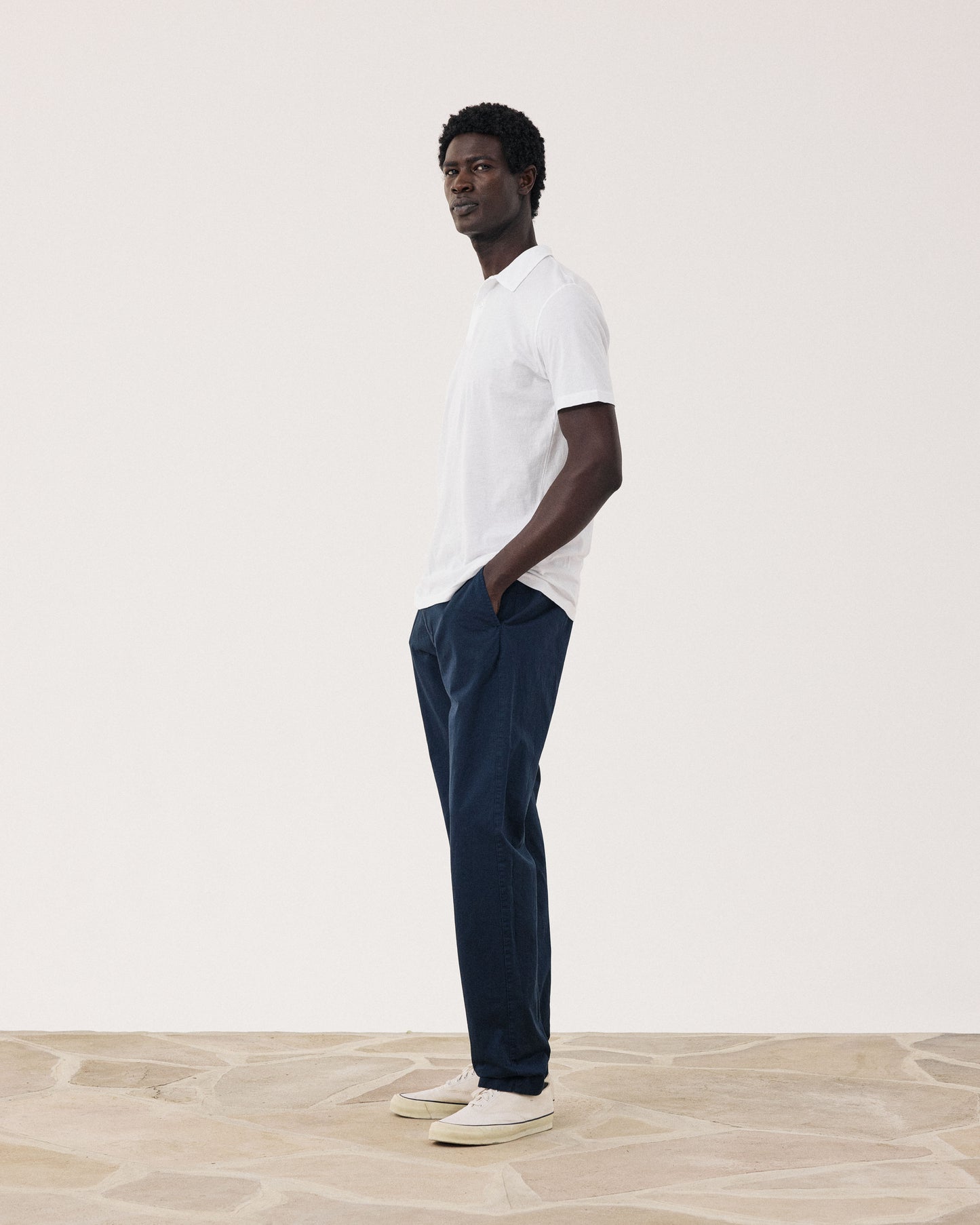 Polo Homme en Jersey de Coton Léger Blanc Light Polo BF66301-01