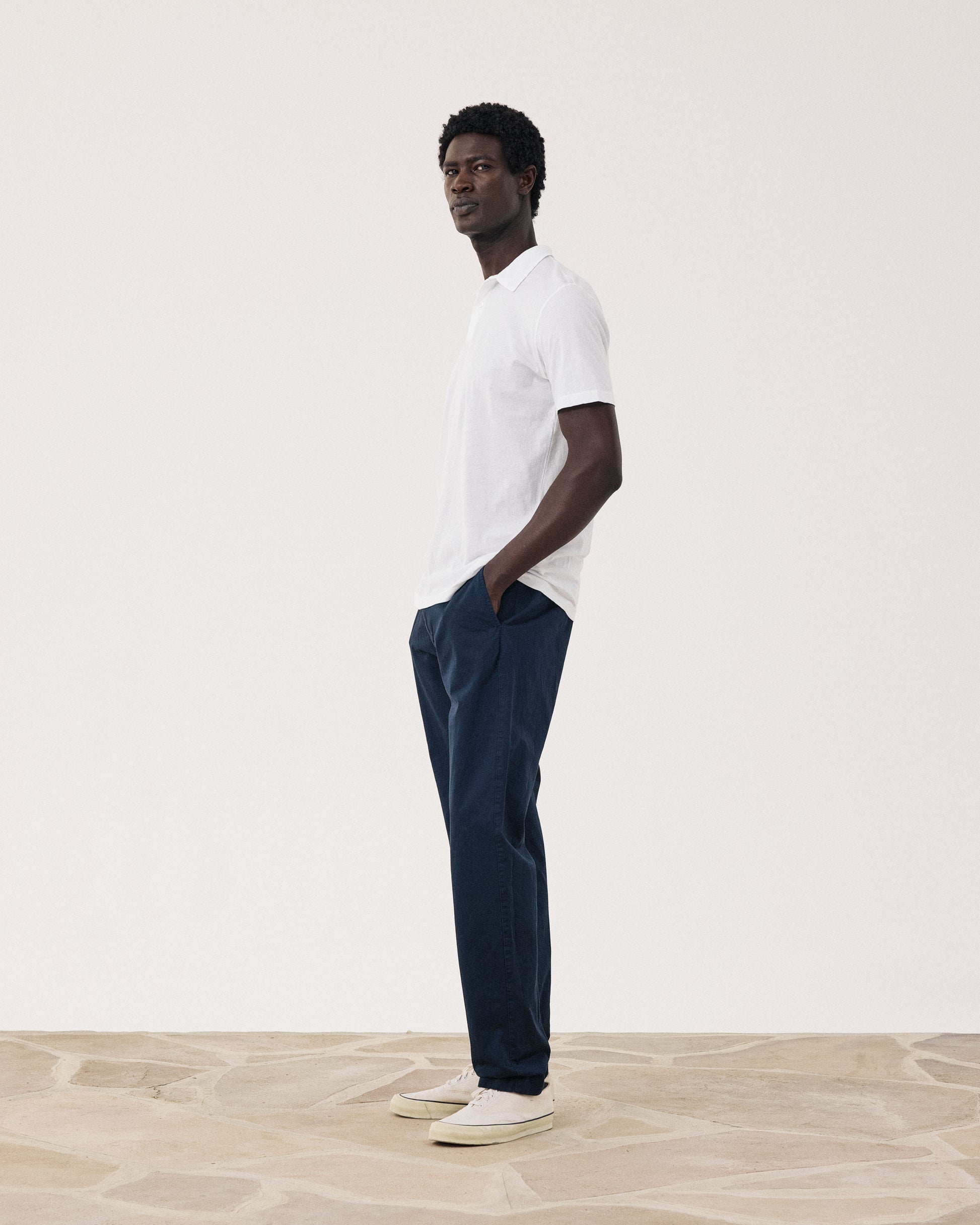 Polo Homme en Jersey de Coton Léger Blanc Light Polo BF66301-01