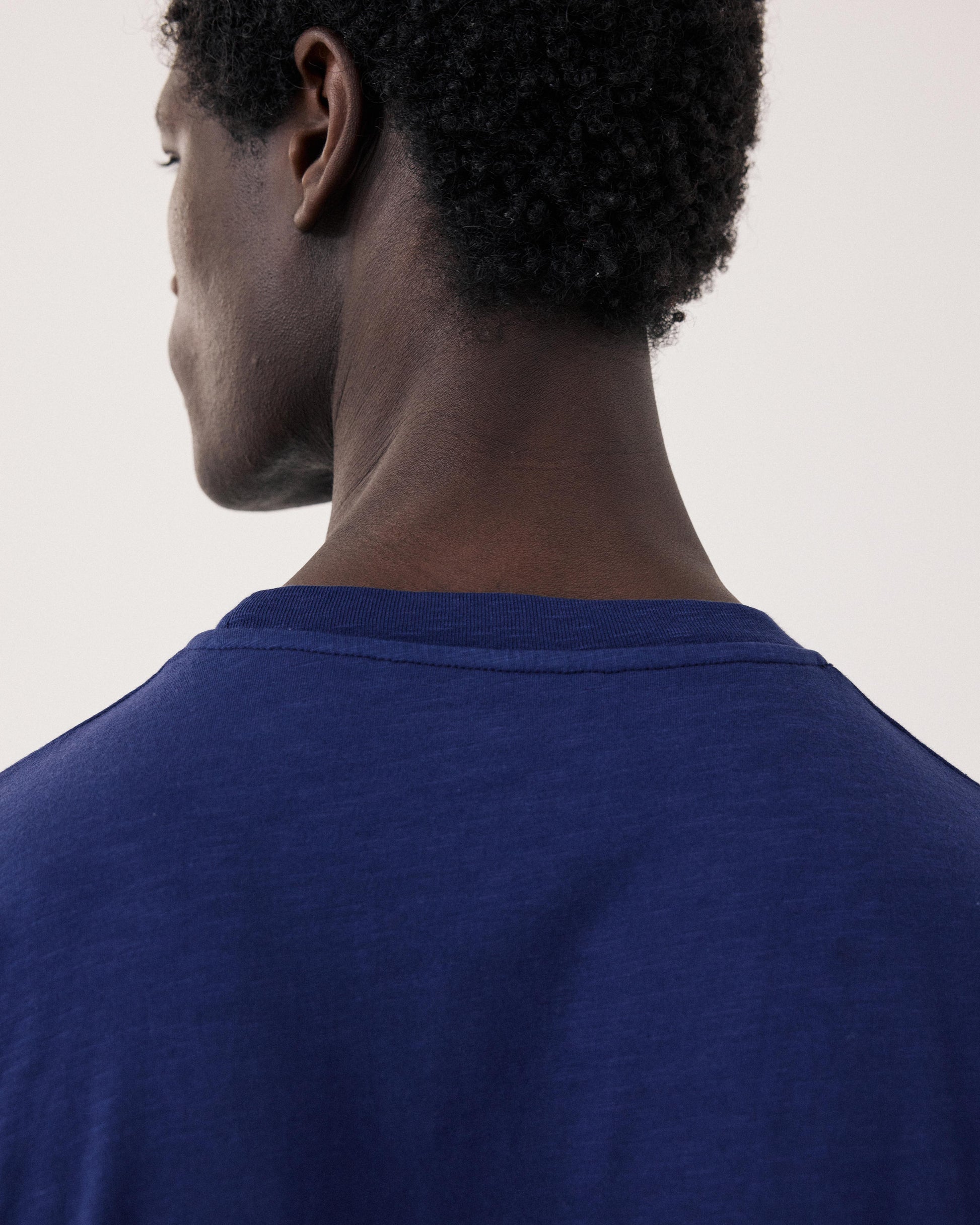 Camiseta de hombre de Algodón Flameado azul índigo Crew BF68303-05