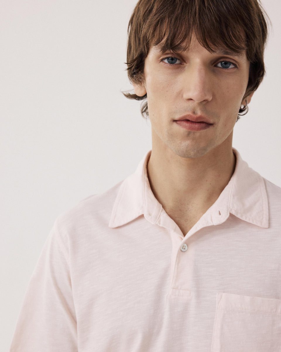  Men's Pale pink Slub Cotton Polo - Image alternative
