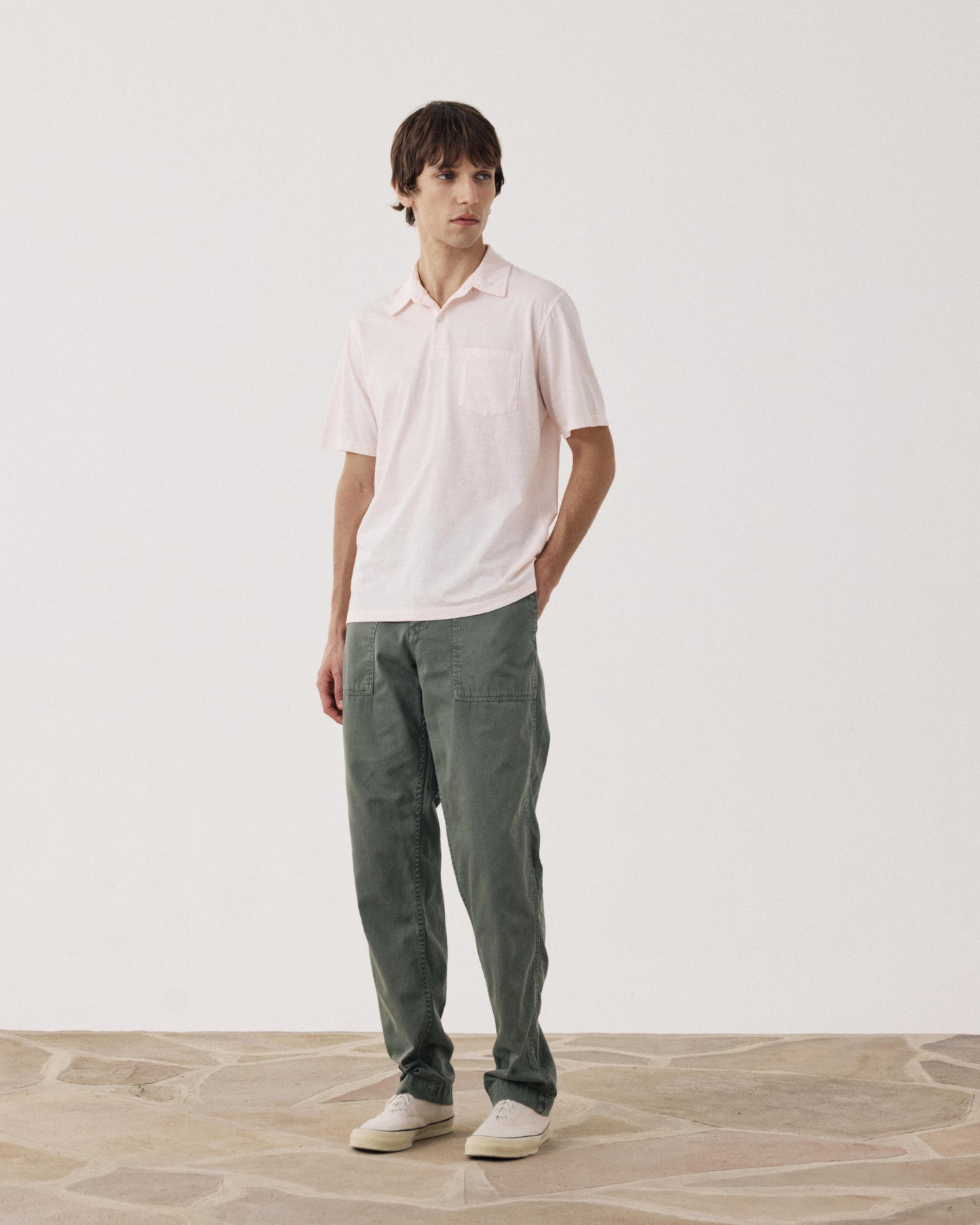 Men's Pale Pink Slub Cotton Polo Shirt BF69303-13