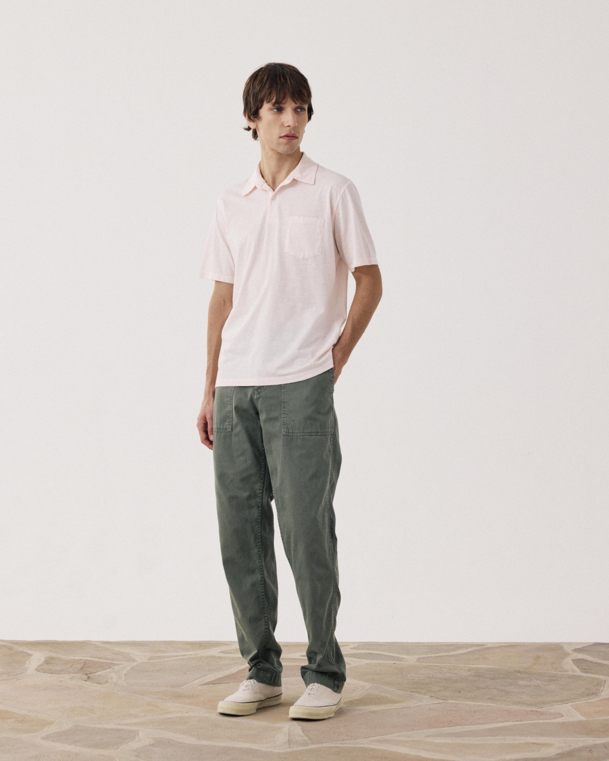 Men's Pale Pink Slub Cotton Polo Shirt BF69303-13