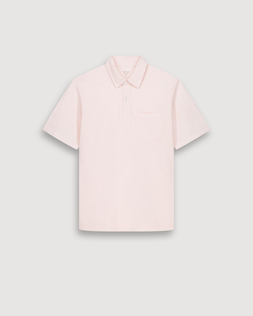 Polo Homme en Coton Slub Rose Pâle - Image 3
