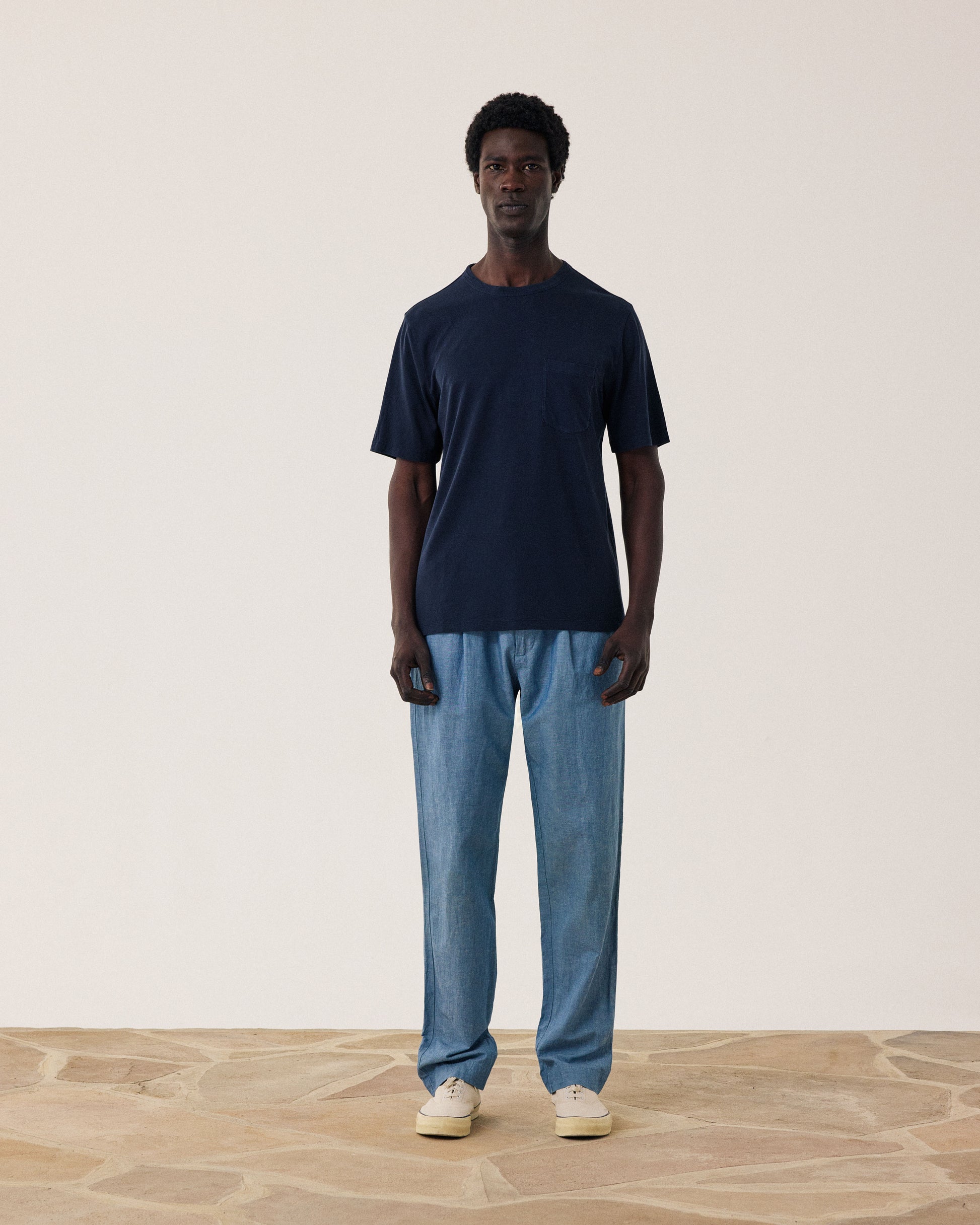 T-shirt Homme en Jersey de Lyocell & Coton Bleu Nuit BF76305-03