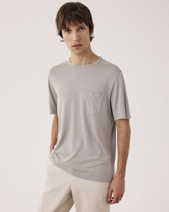 Camiseta para hombre de jersey de lyocell y algodón verde salvia BF76305-08