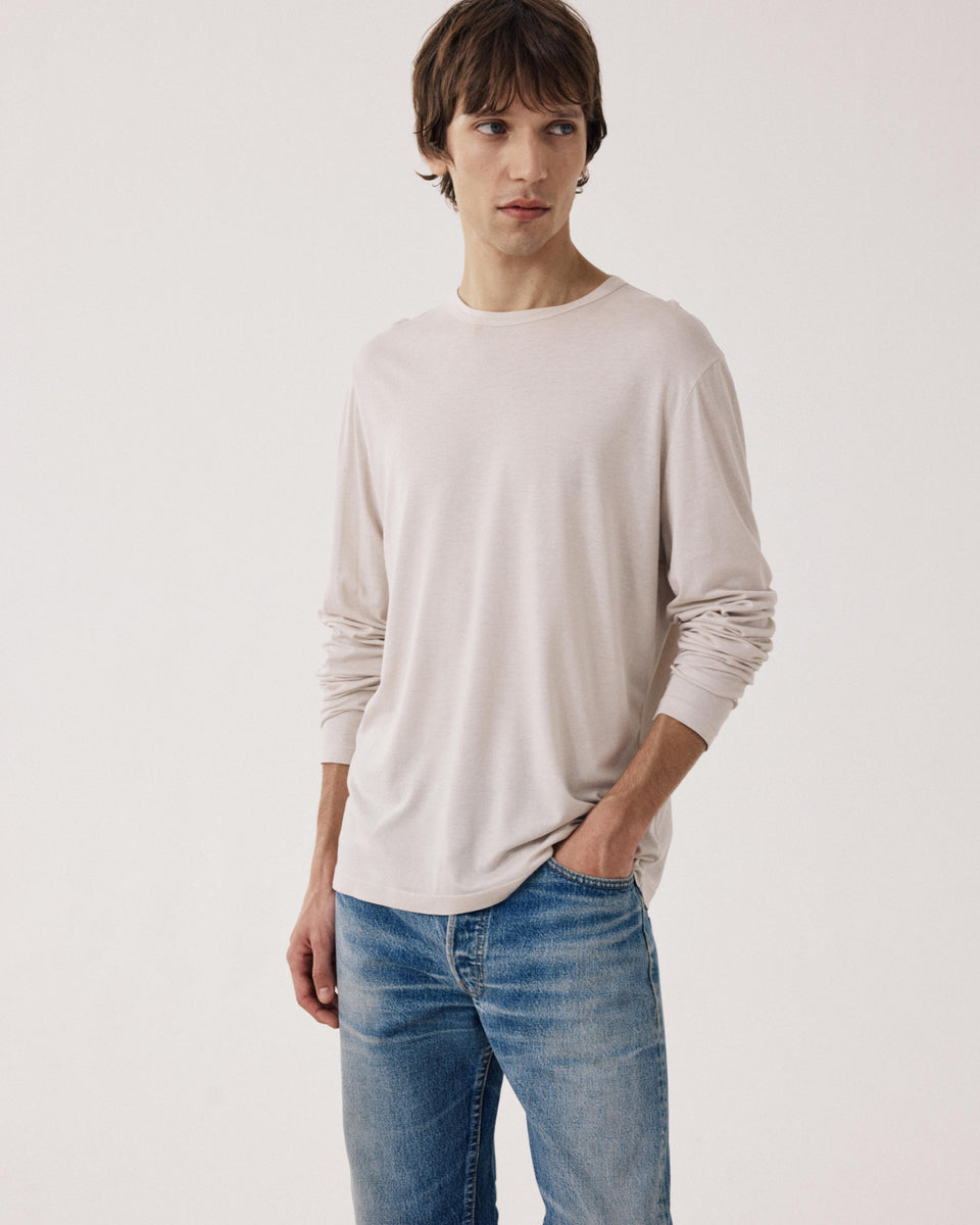  Men's Beige Lyocell & Cotton Jersey T-shirt - Image principale
